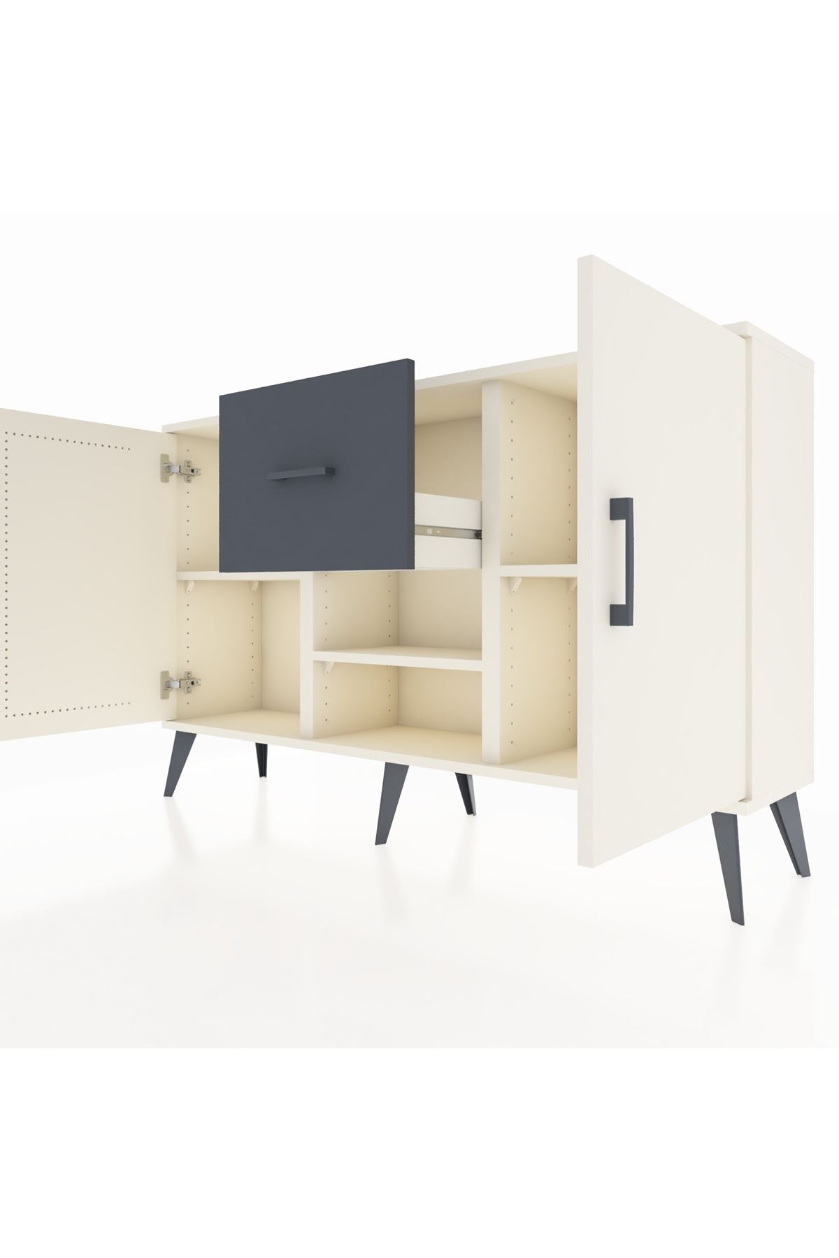 Arges Konsol 3 Raflı Tek Çekmeceli 2 Kapaklı 132x30x83 - S144M038V05A