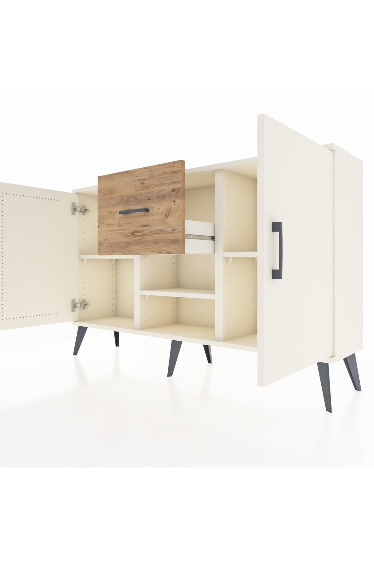 Arges Konsol 3 Raflı Tek Çekmeceli 2 Kapaklı 132x30x83 - S144M038V06A