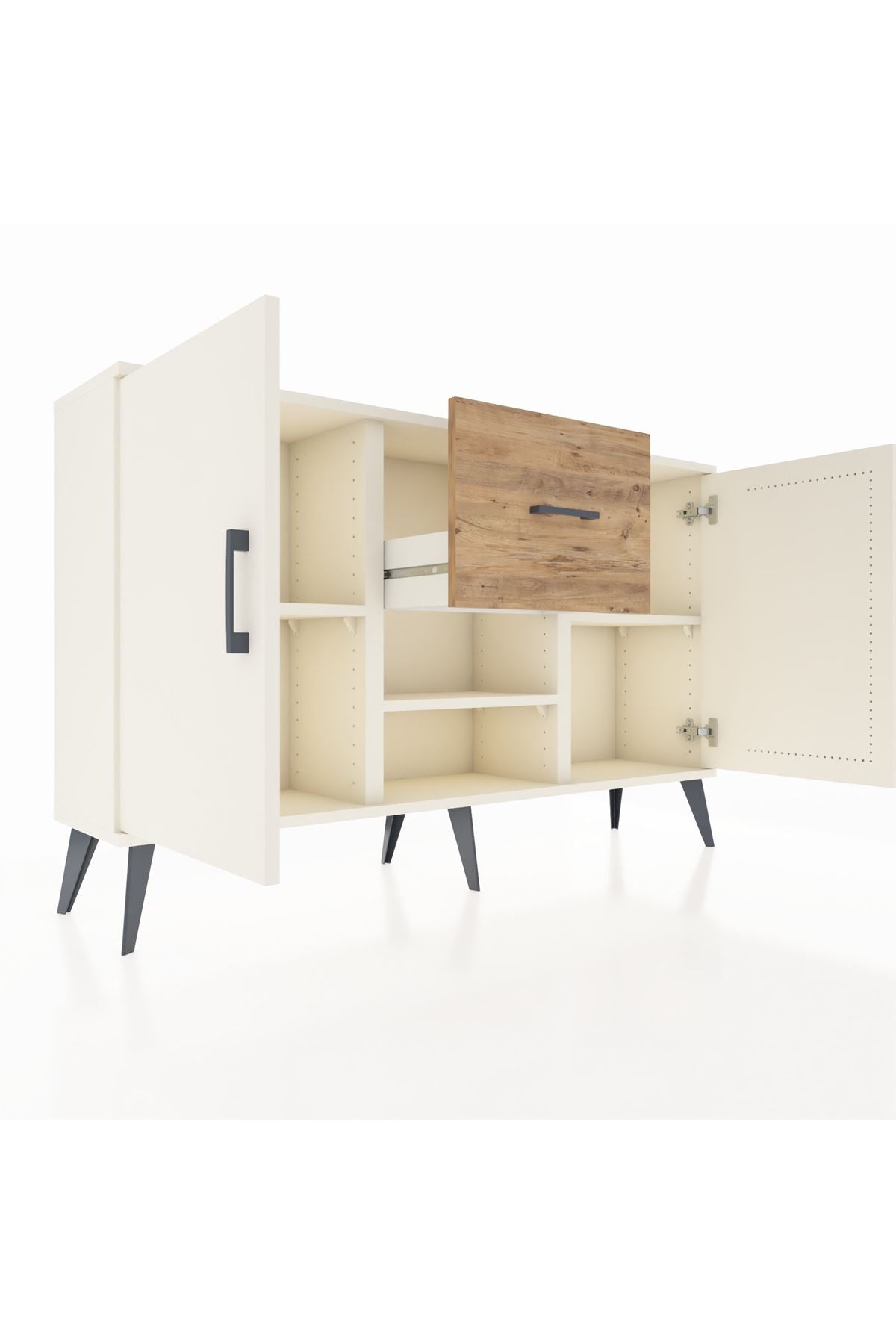 Arges Konsol 3 Raflı Tek Çekmeceli 2 Kapaklı 132x30x83 - S144M038V06A