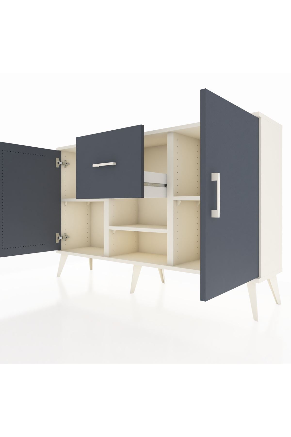 Arges Konsol 3 Raflı Tek Çekmeceli 2 Kapaklı 132x30x83 - S144M038V08A
