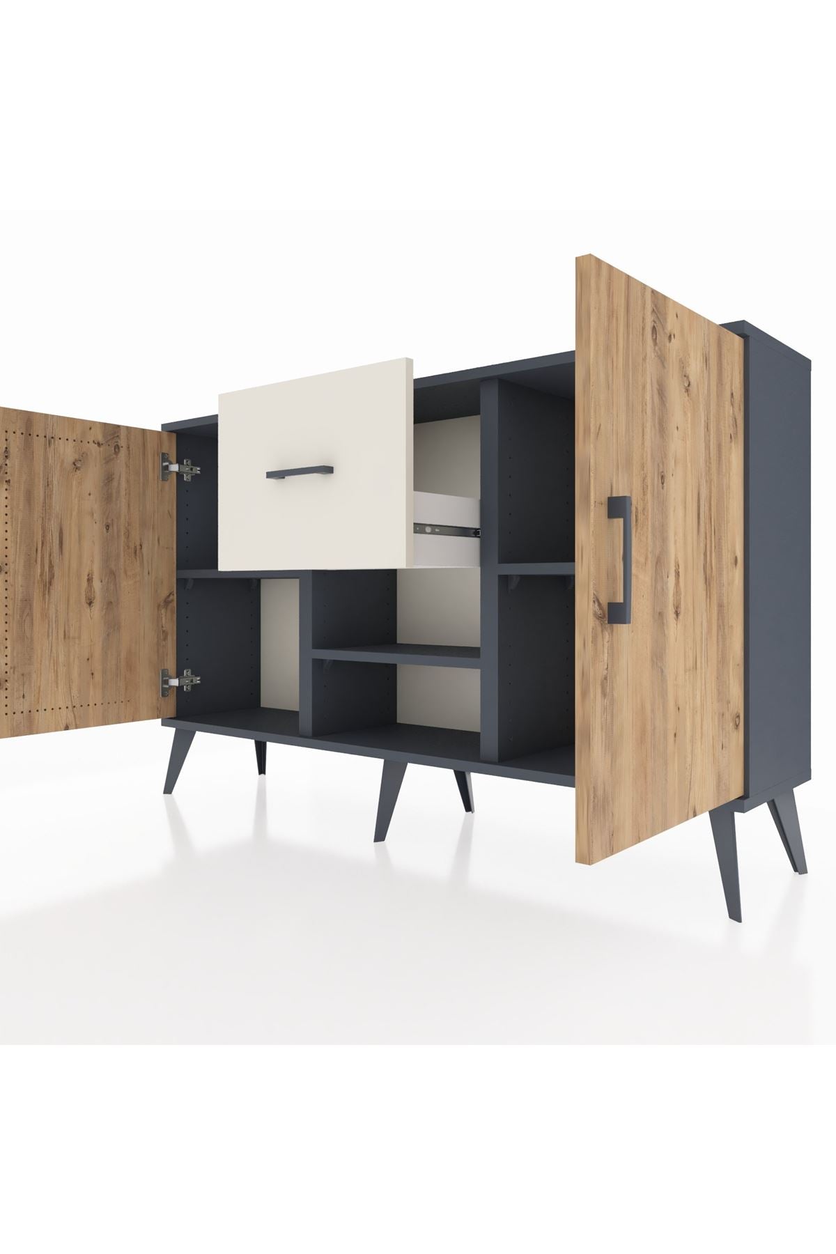 Arges Konsol 3 Raflı Tek Çekmeceli 2 Kapaklı 132x30x83 - S144M038V10A