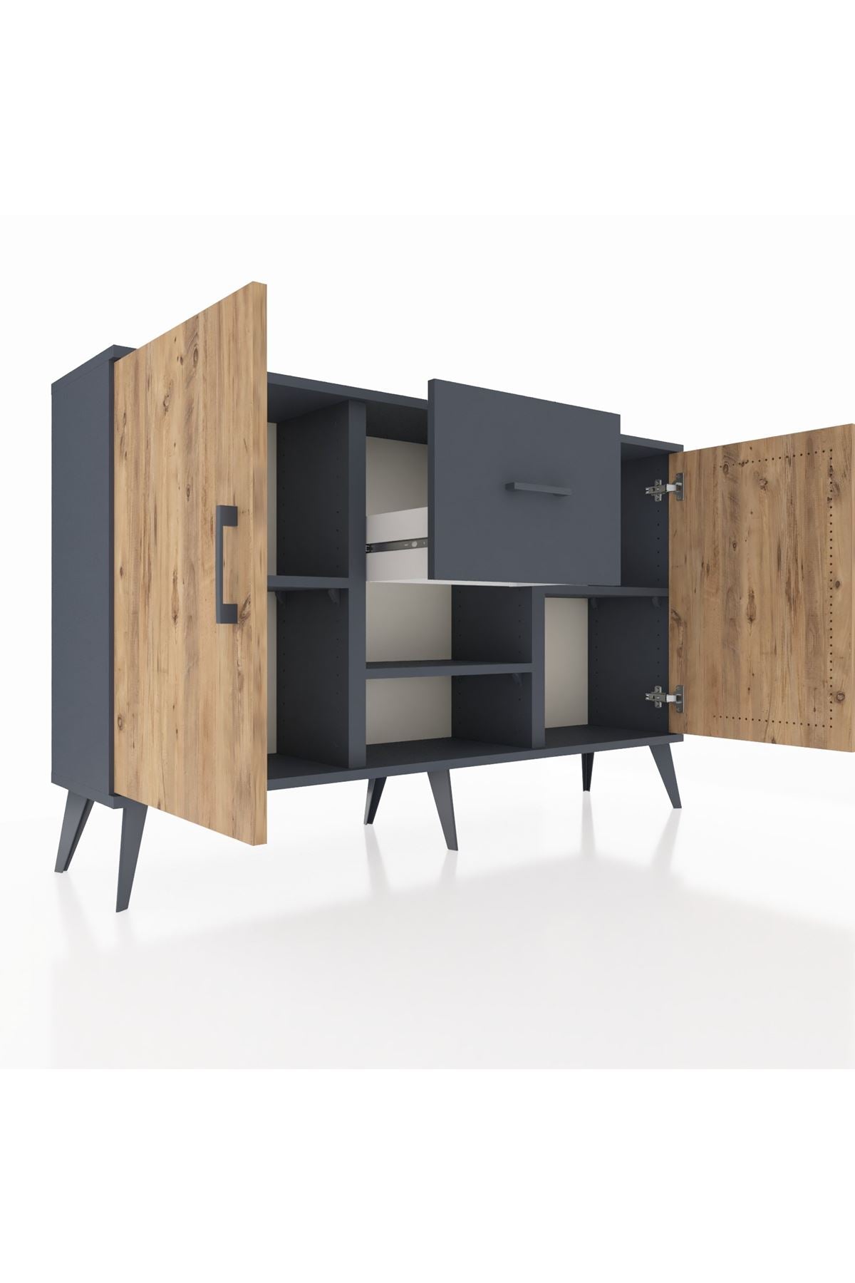 Arges Konsol 3 Raflı Tek Çekmeceli 2 Kapaklı 132x30x83 - S144M038V11A
