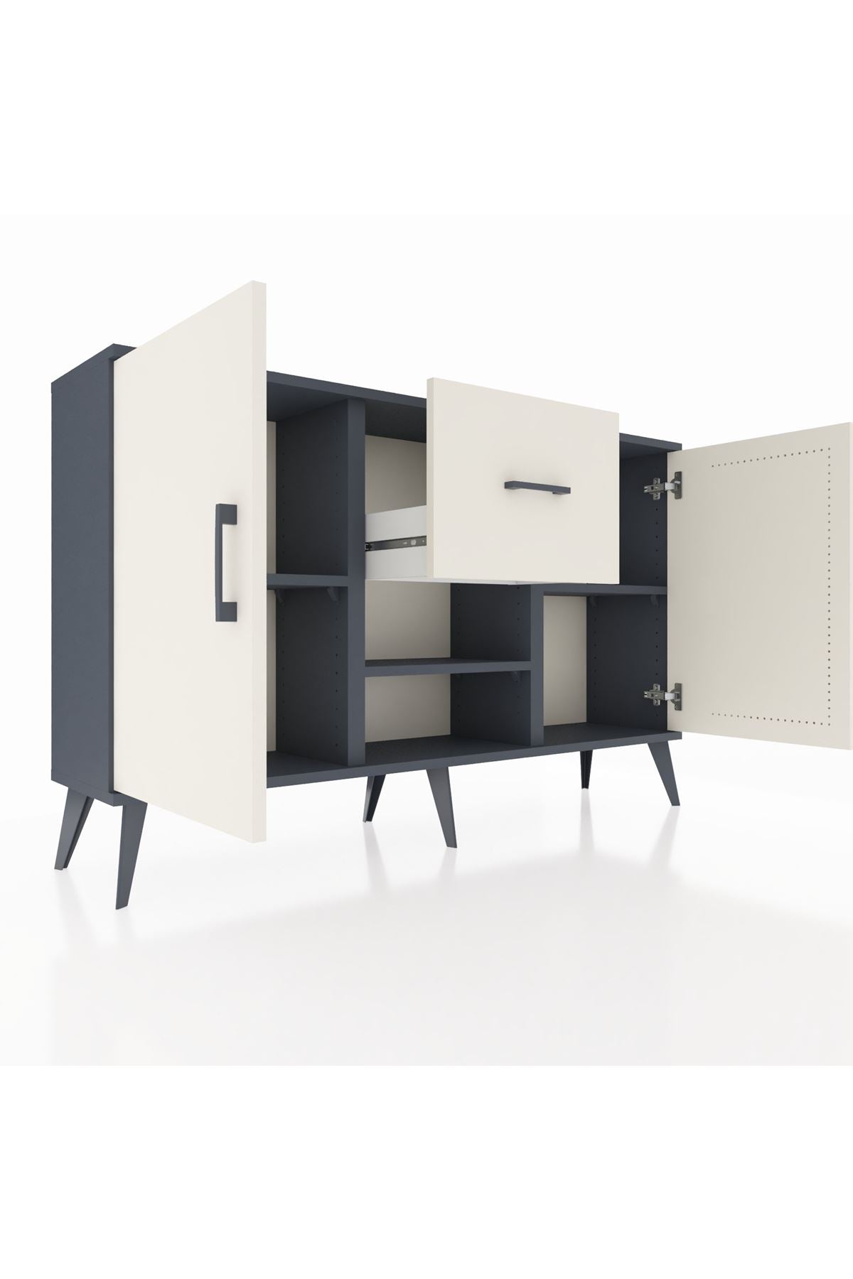 Arges Konsol 3 Raflı Tek Çekmeceli 2 Kapaklı 132x30x83 - S144M038V13A