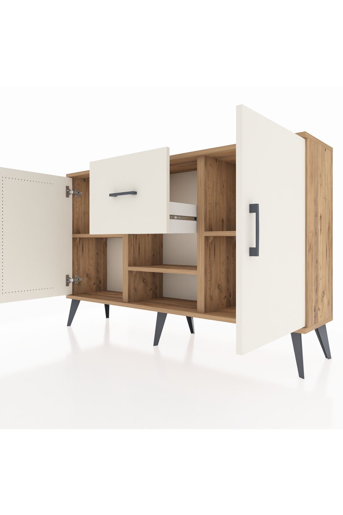 Arges Konsol 3 Raflı Tek Çekmeceli 2 Kapaklı 132x30x83 - S144M038V22A