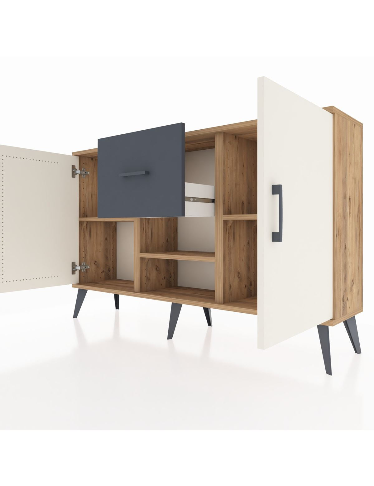 Arges Konsol 3 Raflı Tek Çekmeceli 2 Kapaklı 132x30x83 - S144M038V23A