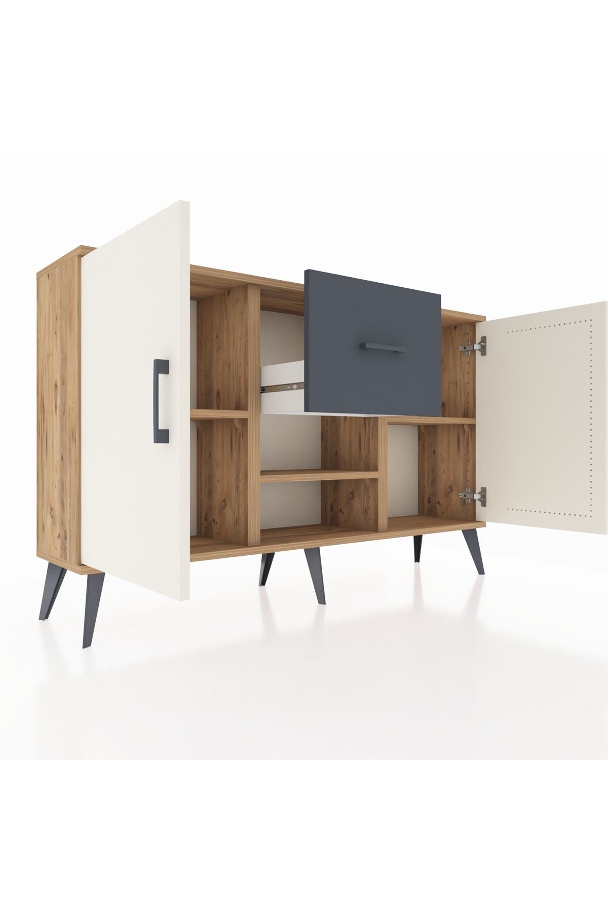 Arges Konsol 3 Raflı Tek Çekmeceli 2 Kapaklı 132x30x83 - S144M038V23A