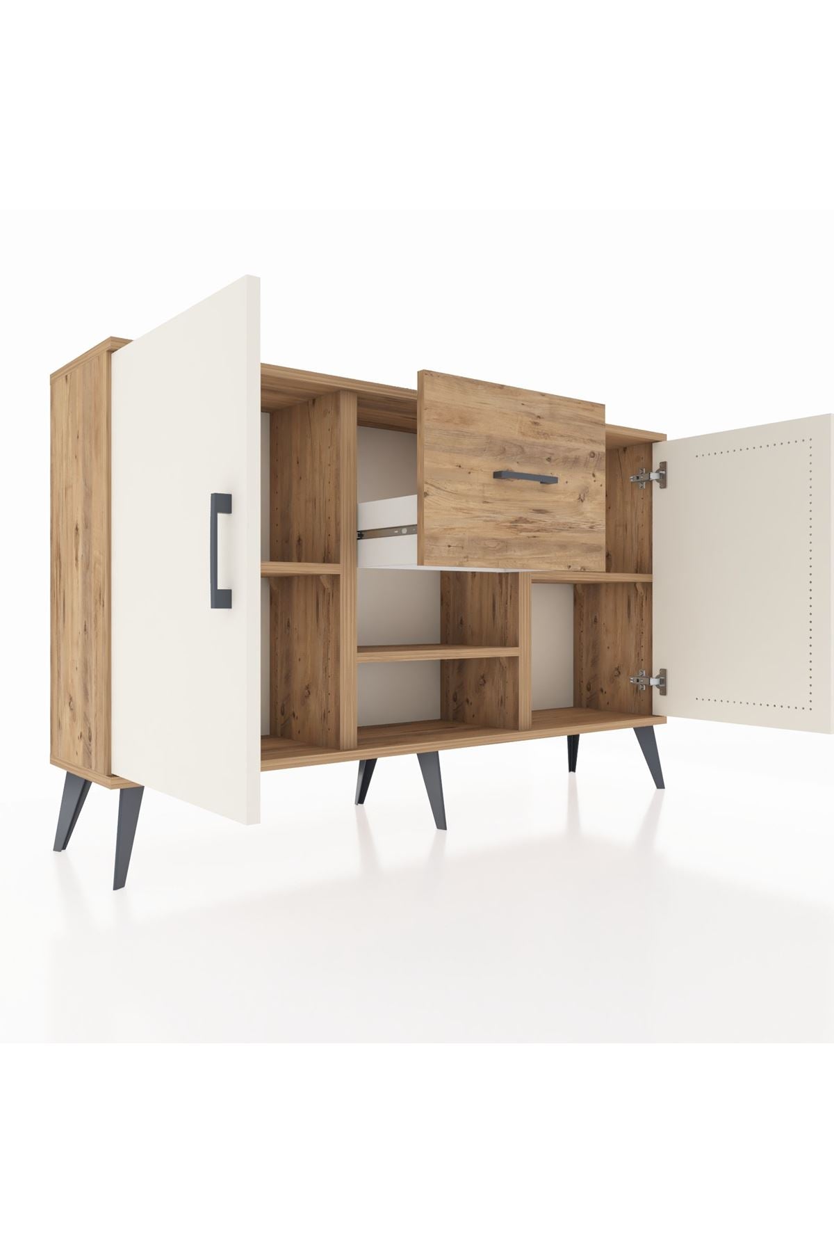 Arges Konsol 3 Raflı Tek Çekmeceli 2 Kapaklı 132x30x83 - S144M038V24A