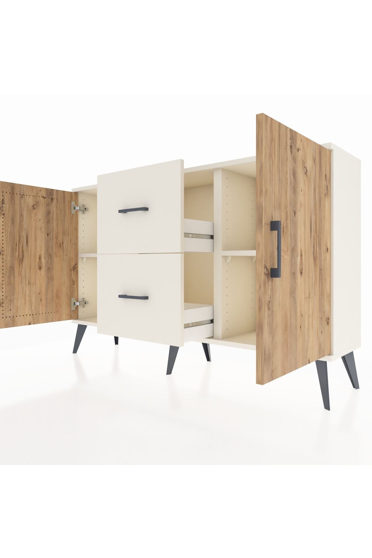 Arges Konsol 2 Raflı 2 Çekmeceli 2 Kapaklı 132x30x83 - S144M039V01A