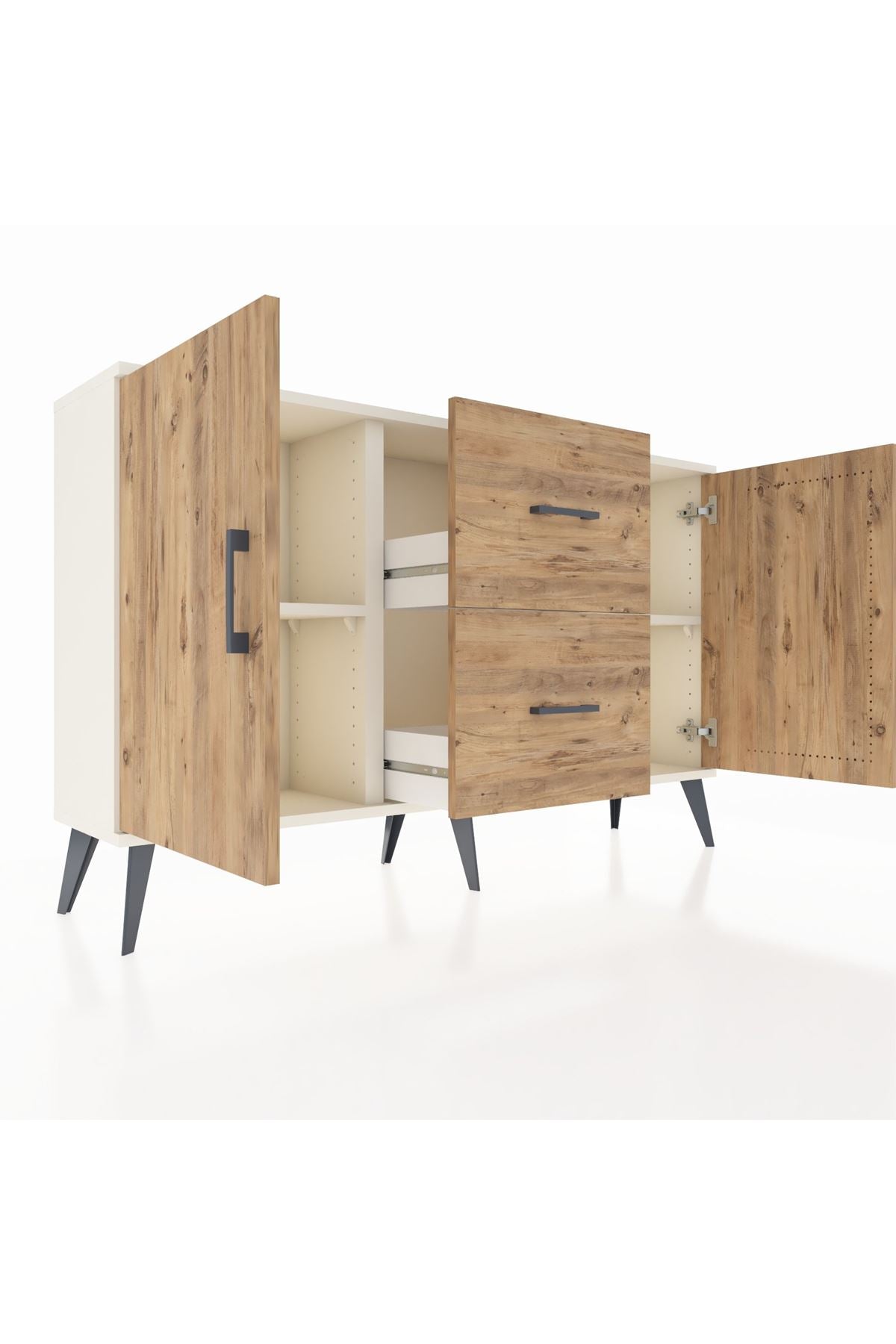 Arges Konsol 2 Raflı 2 Çekmeceli 2 Kapaklı 132x30x83 - S144M039V03A