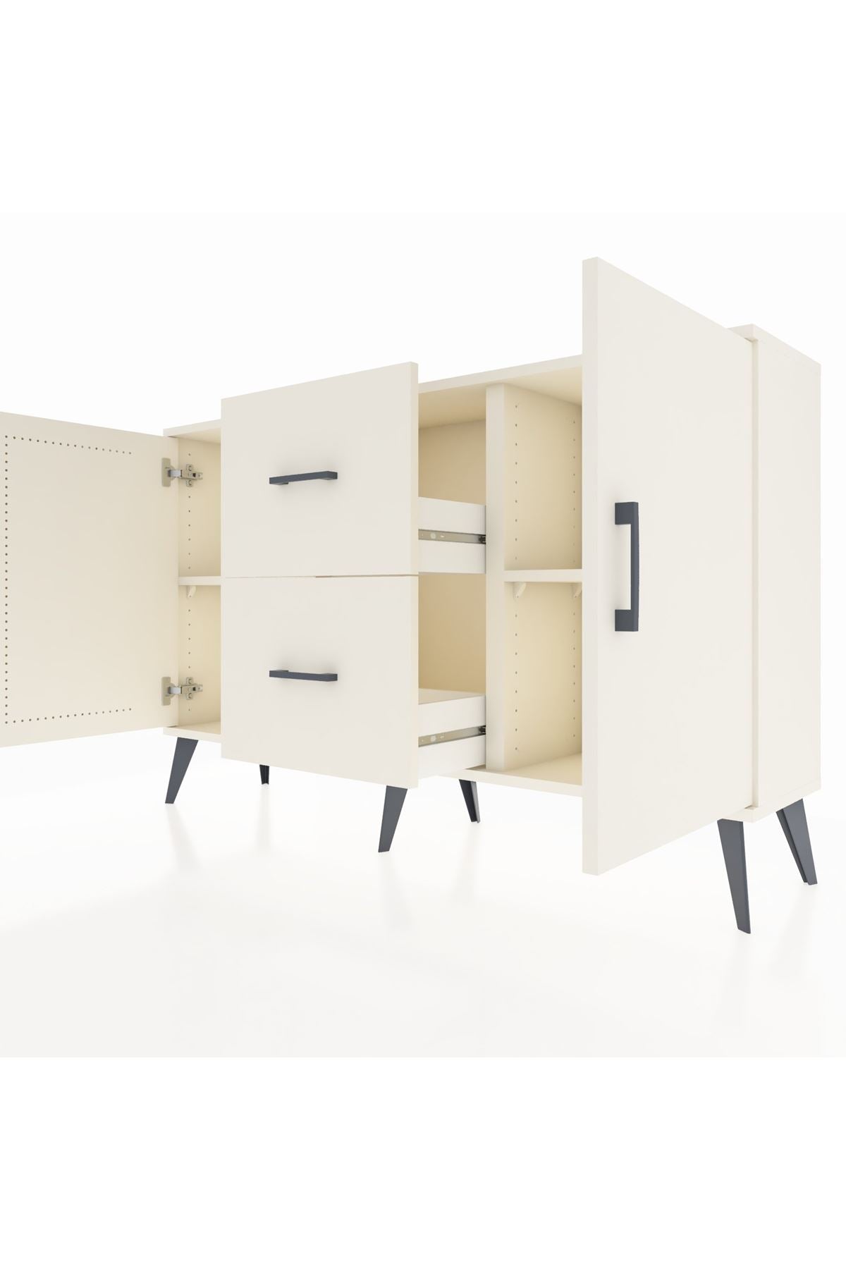 Arges Konsol 2 Raflı 2 Çekmeceli 2 Kapaklı 132x30x83 - S144M039V04A