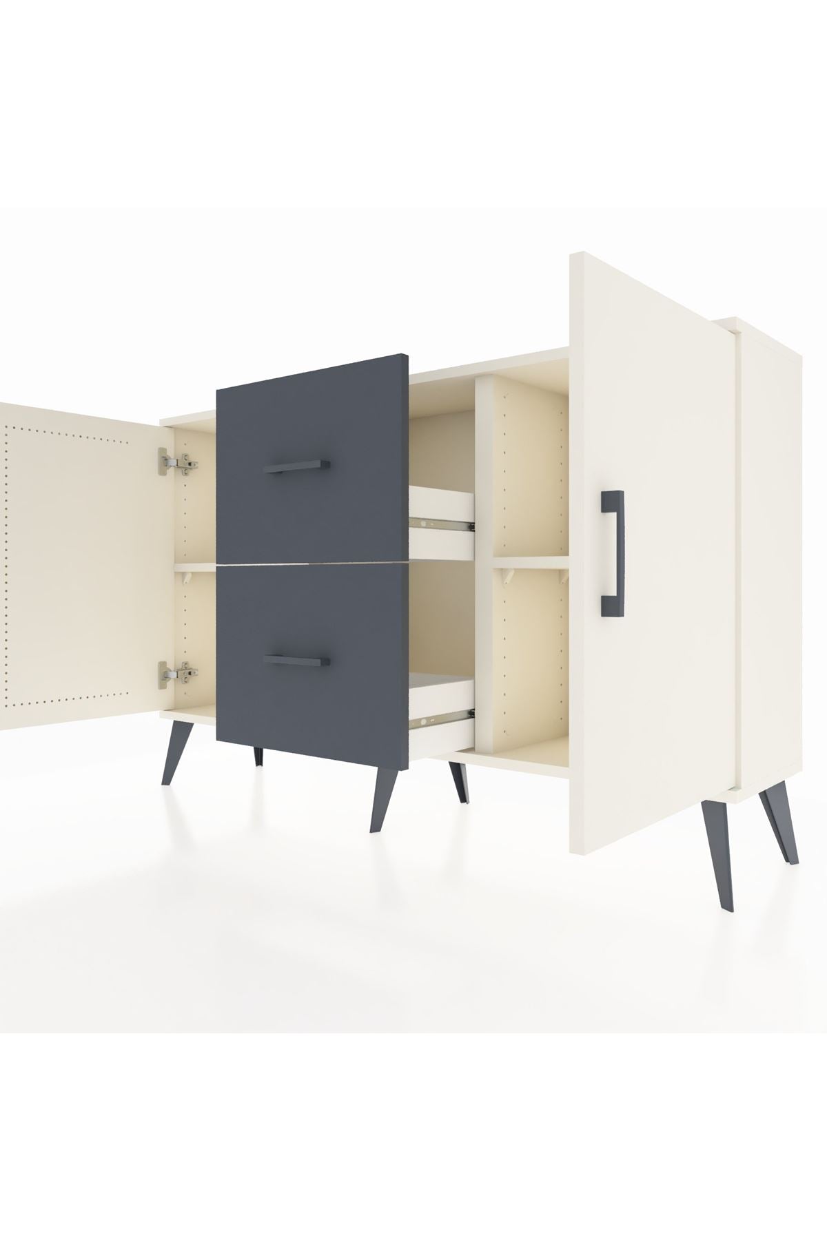 Arges Konsol 2 Raflı 2 Çekmeceli 2 Kapaklı 132x30x83 - S144M039V05A