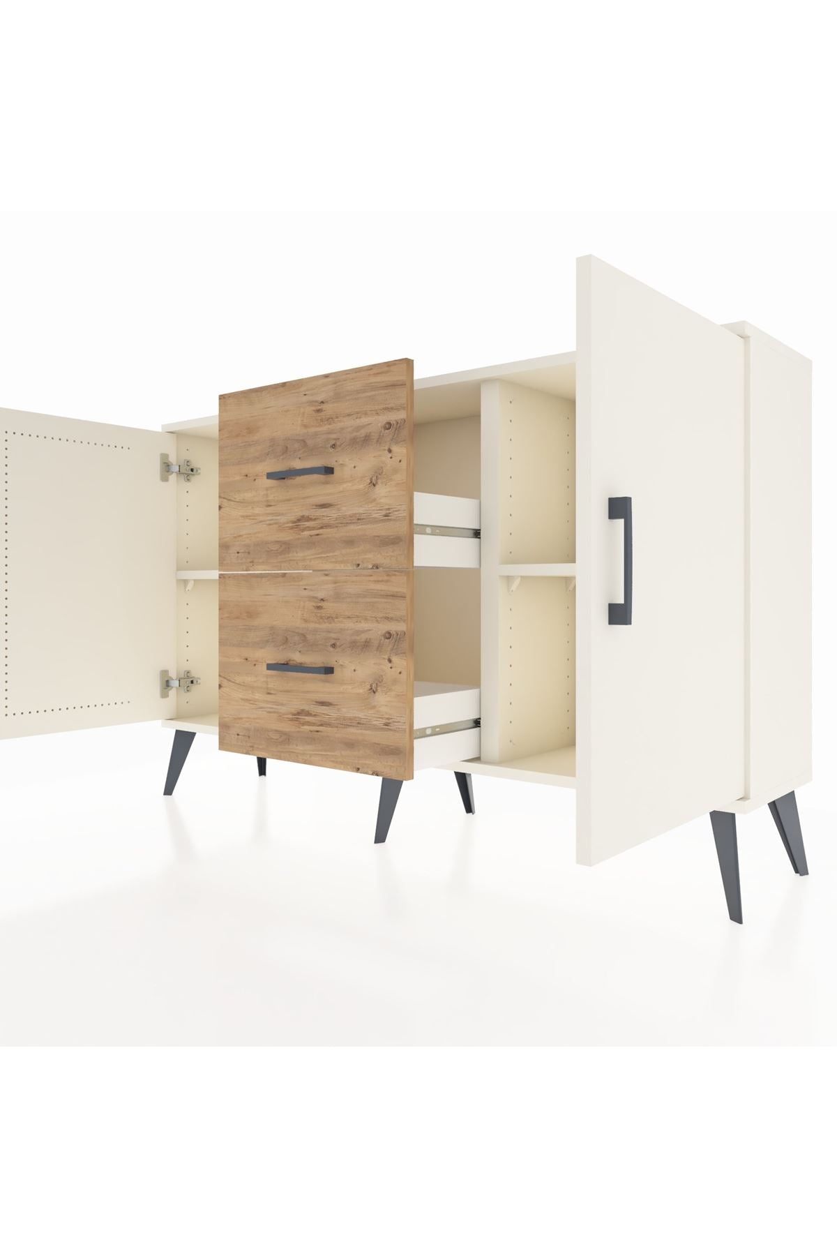 Arges Konsol 2 Raflı 2 Çekmeceli 2 Kapaklı 132x30x83 - S144M039V06A