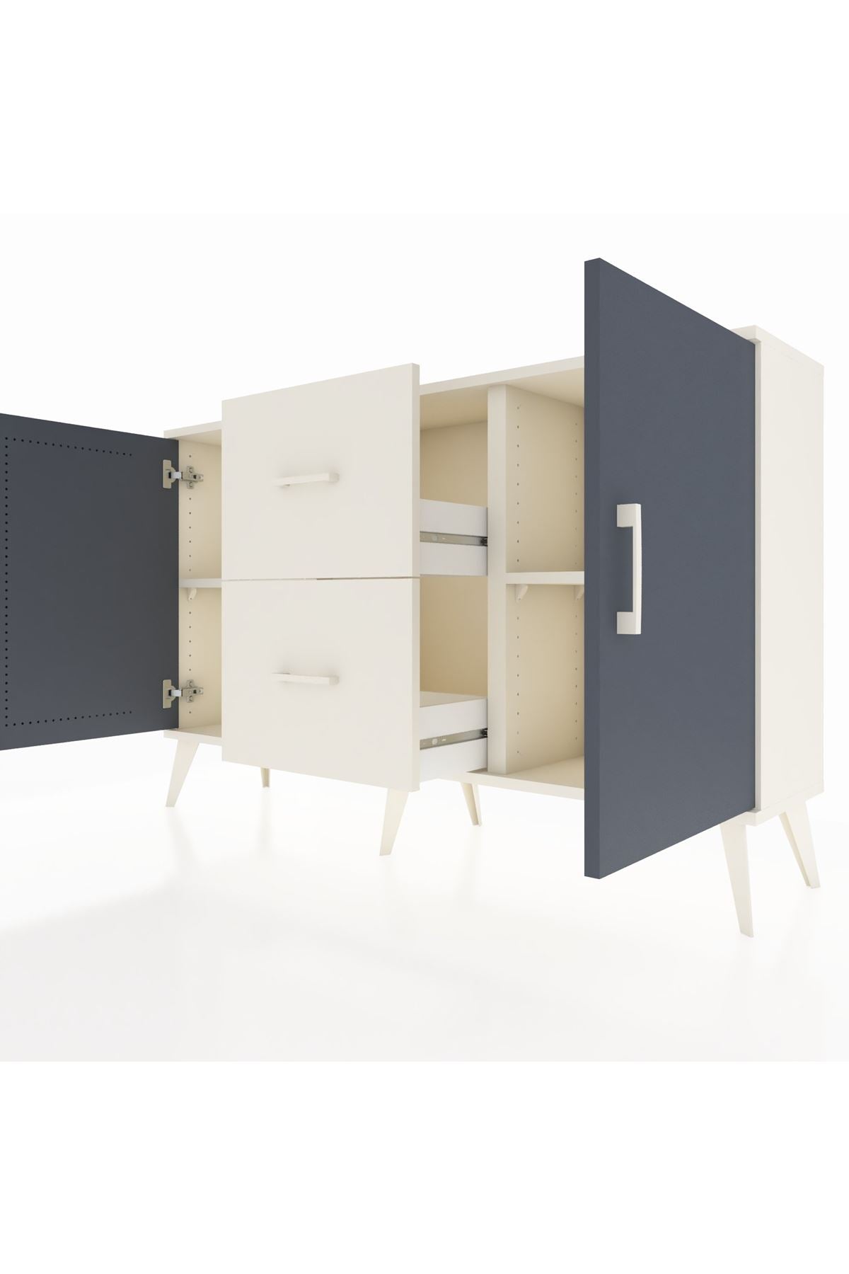 Arges Konsol 2 Raflı 2 Çekmeceli 2 Kapaklı 132x30x83 - S144M039V07A