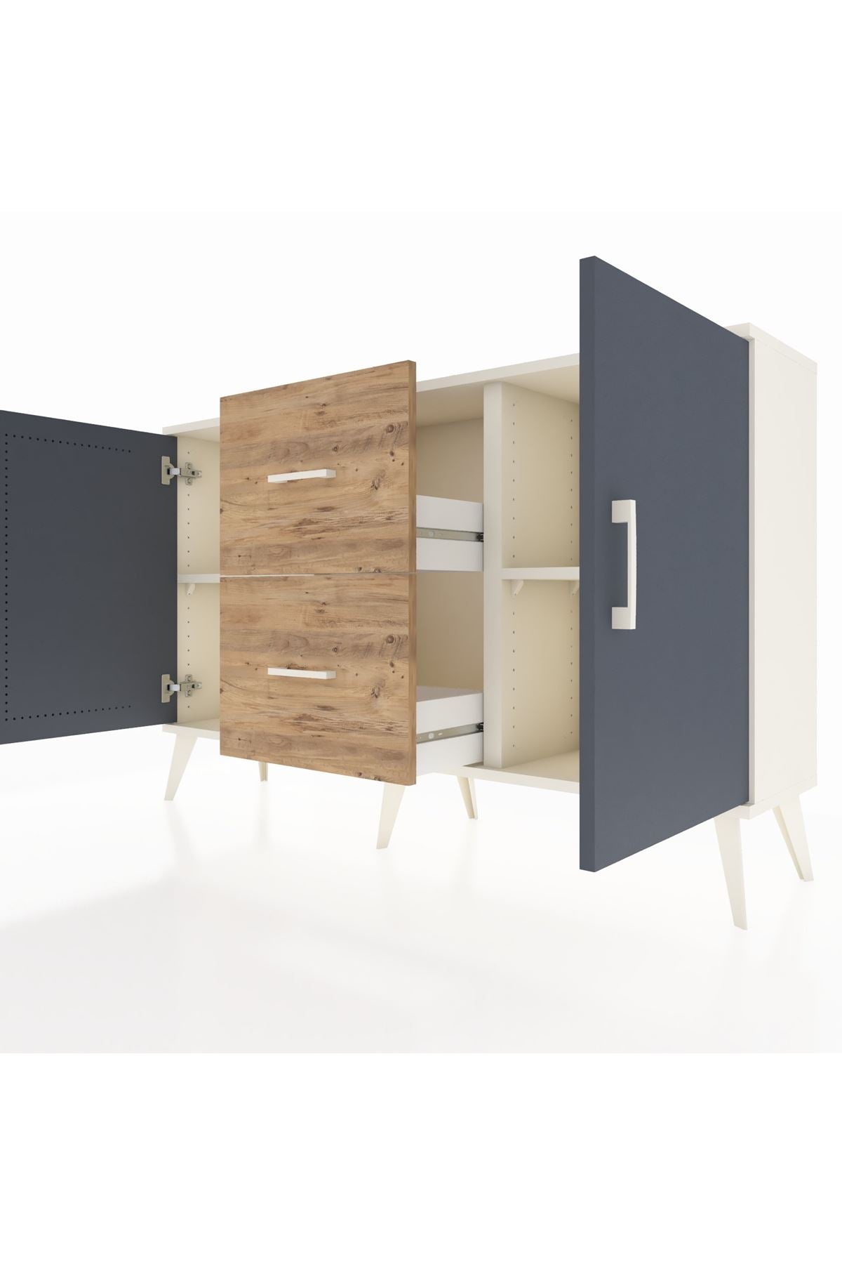 Arges Konsol 2 Raflı 2 Çekmeceli 2 Kapaklı 132x30x83 - S144M039V09A