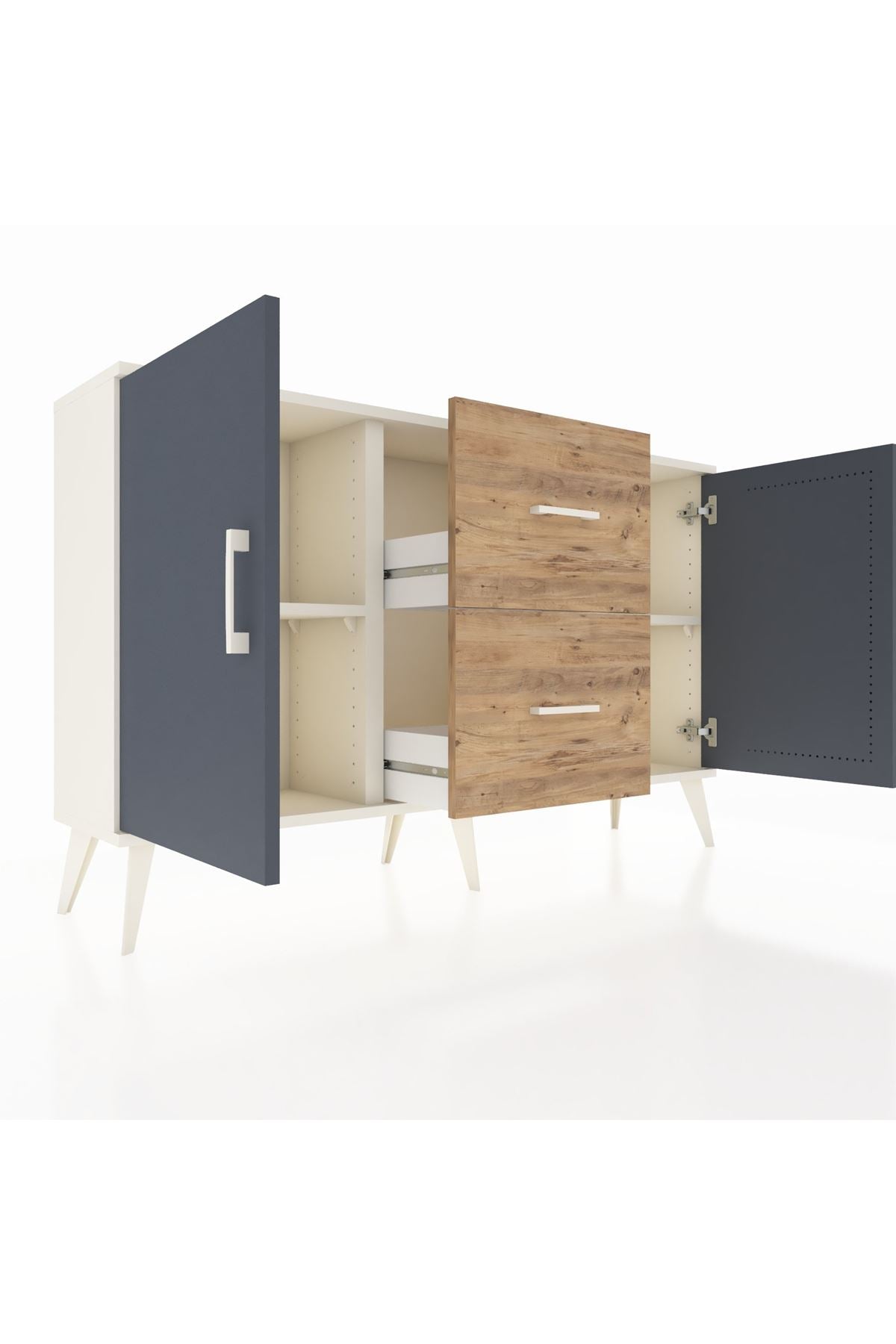 Arges Konsol 2 Raflı 2 Çekmeceli 2 Kapaklı 132x30x83 - S144M039V09A