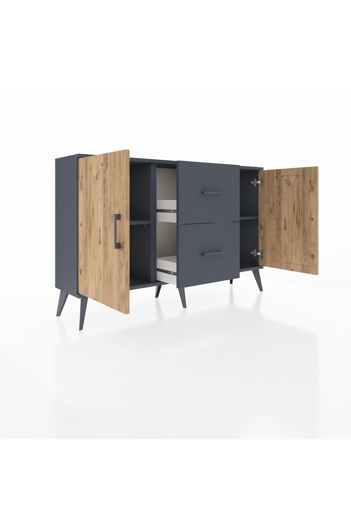 Arges Konsol 2 Raflı 2 Çekmeceli 2 Kapaklı 132x30x83 - S144M039V11A