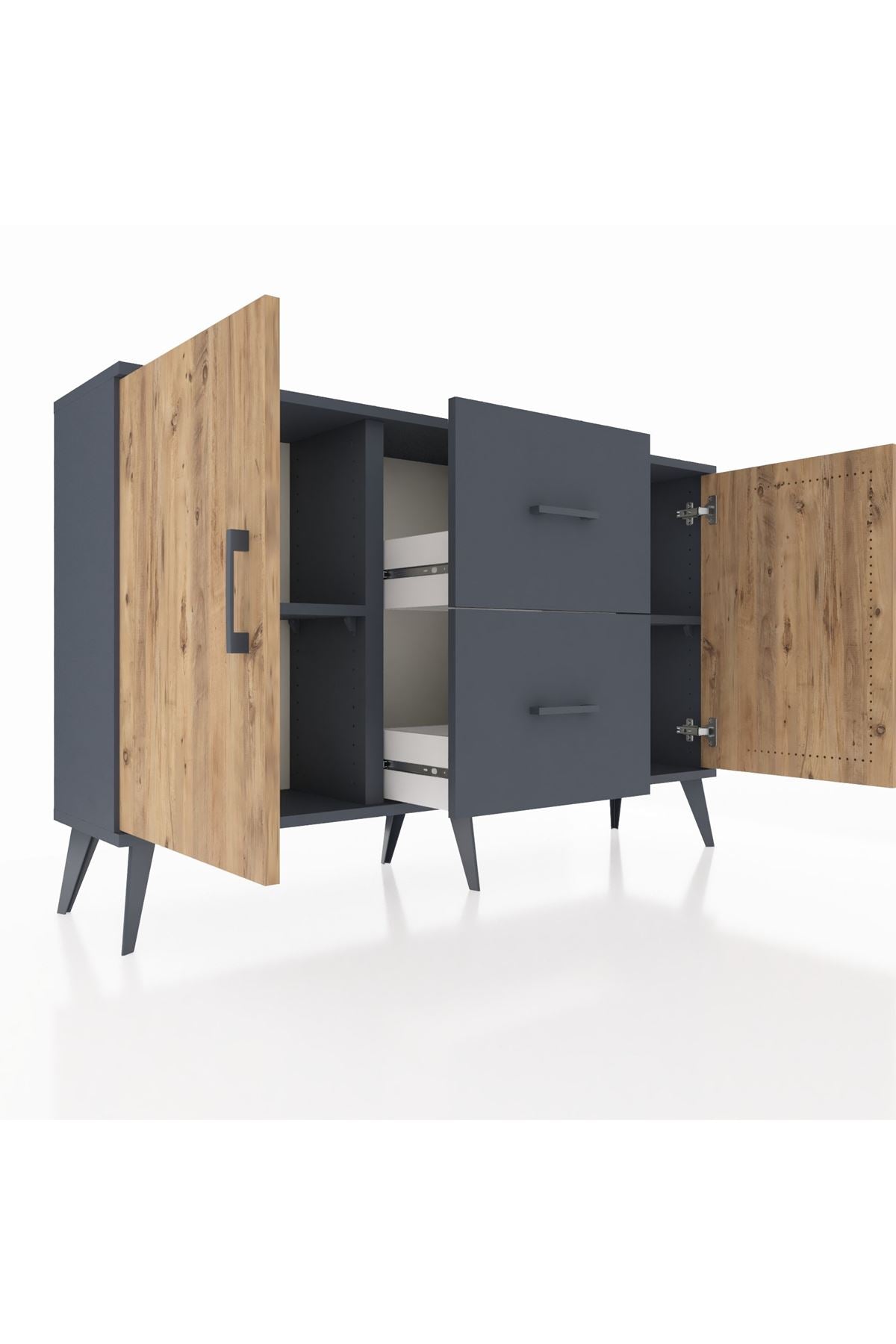 Arges Konsol 2 Raflı 2 Çekmeceli 2 Kapaklı 132x30x83 - S144M039V11A