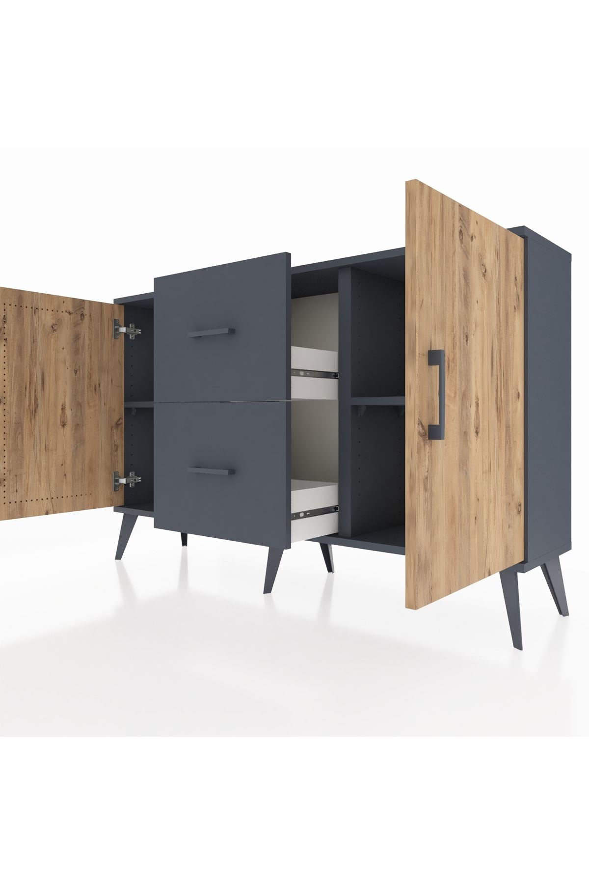 Arges Konsol 2 Raflı 2 Çekmeceli 2 Kapaklı 132x30x83 - S144M039V11A