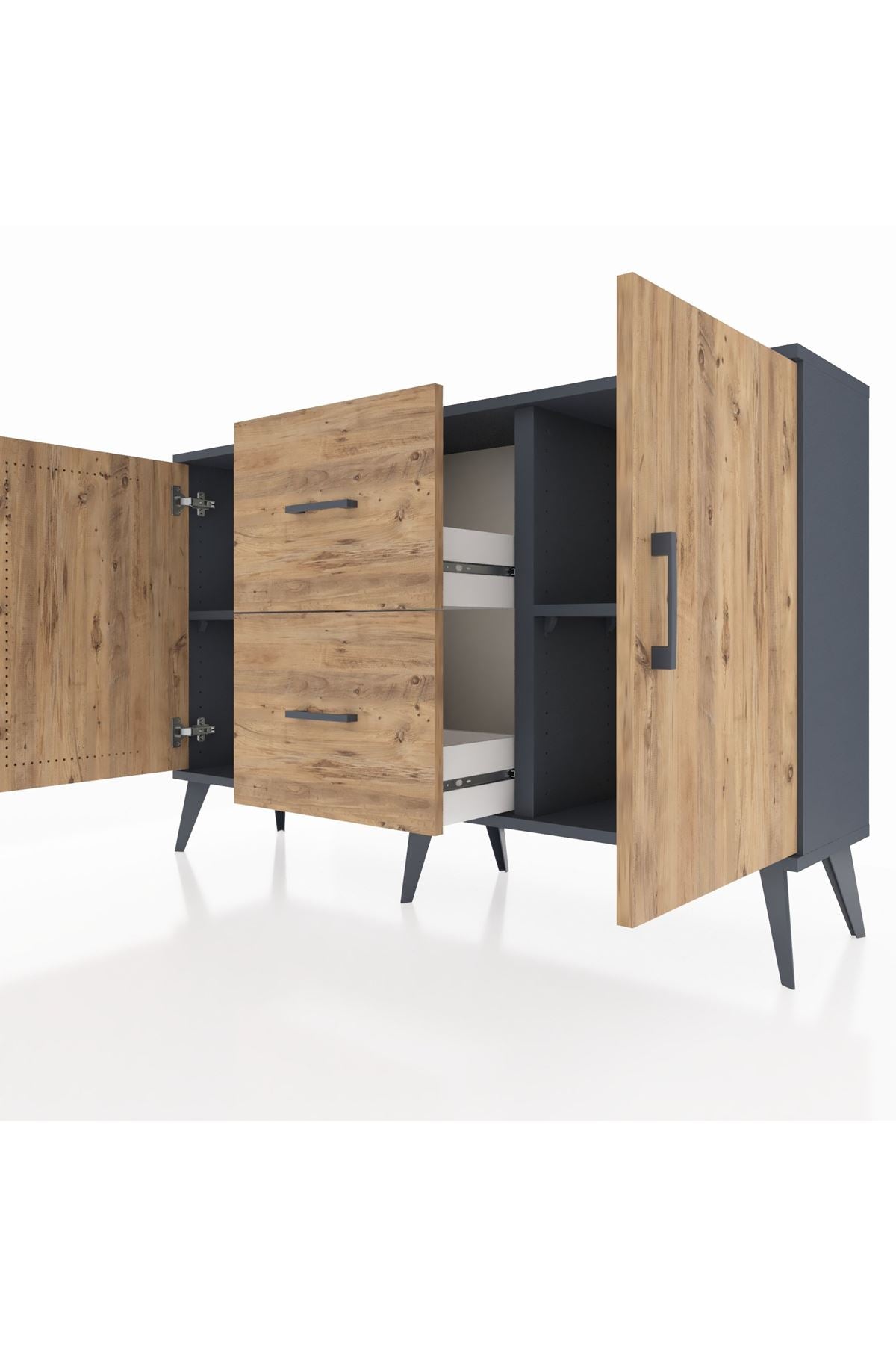 Arges Konsol 2 Raflı 2 Çekmeceli 2 Kapaklı 132x30x83 - S144M039V12A