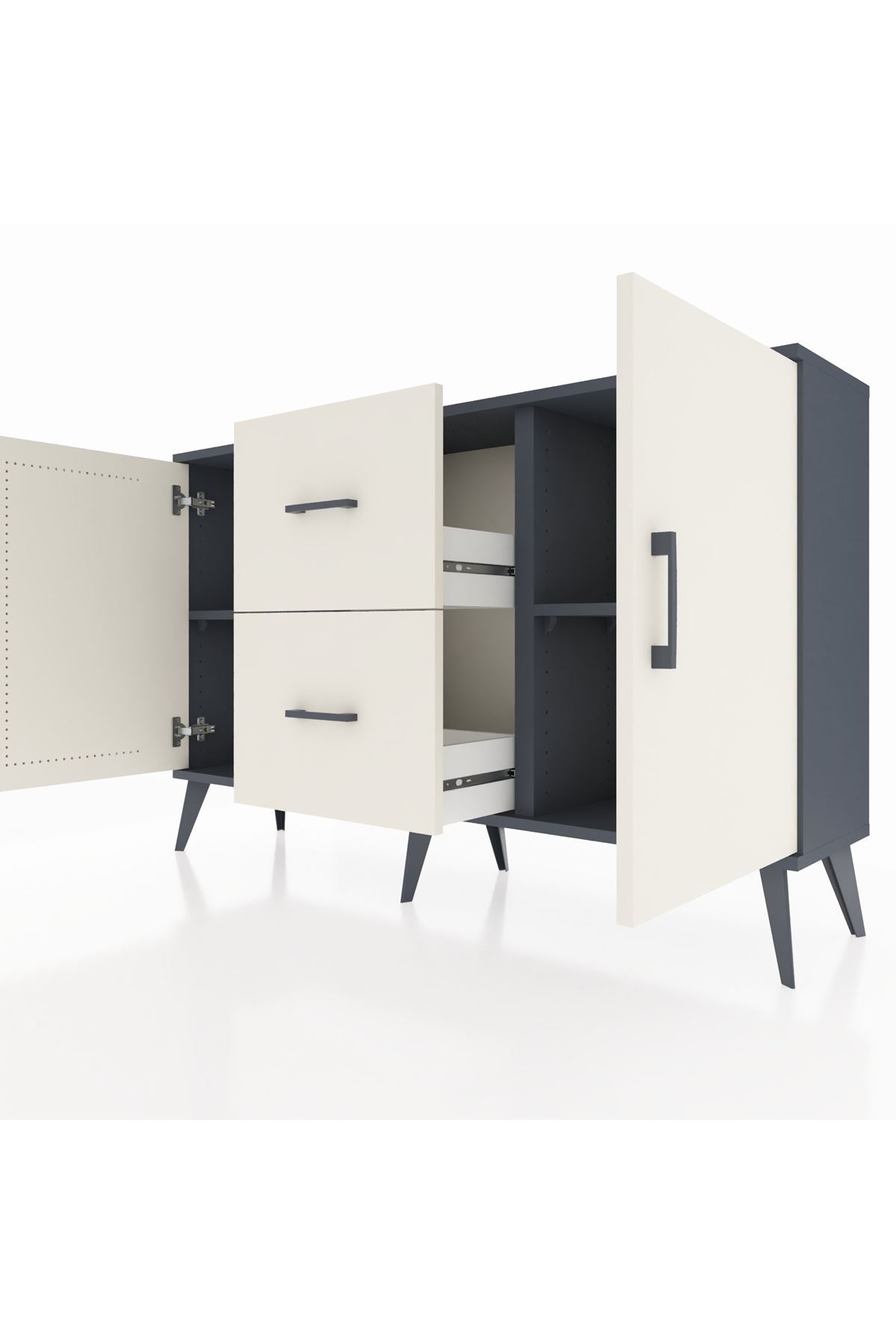 Arges Konsol 2 Raflı 2 Çekmeceli 2 Kapaklı 132x30x83 - S144M039V13A