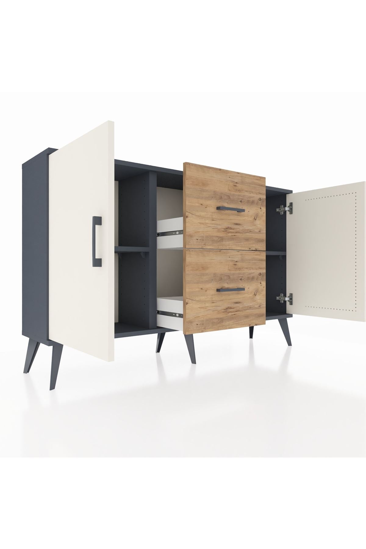 Arges Konsol 2 Raflı 2 Çekmeceli 2 Kapaklı 132x30x83 - S144M039V15A