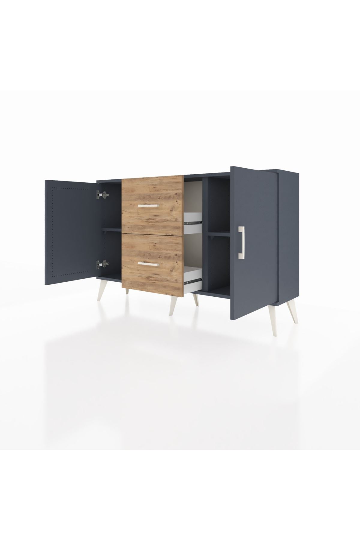 Arges Konsol 2 Raflı 2 Çekmeceli 2 Kapaklı 132x30x83 - S144M039V18A