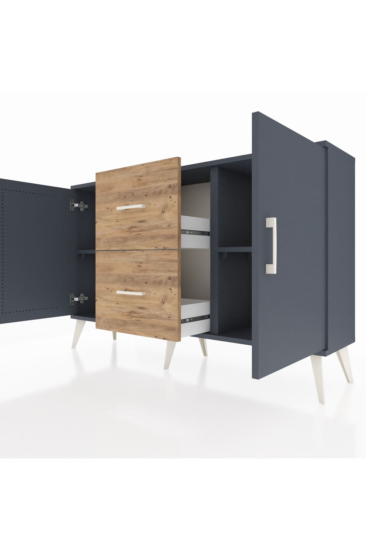 Arges Konsol 2 Raflı 2 Çekmeceli 2 Kapaklı 132x30x83 - S144M039V18A