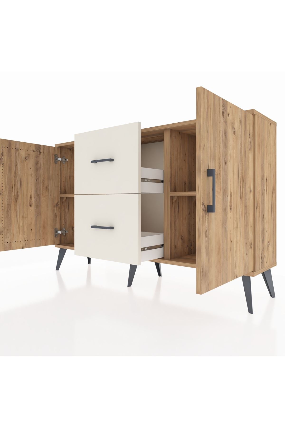 Arges Konsol 2 Raflı 2 Çekmeceli 2 Kapaklı 132x30x83 - S144M039V19A