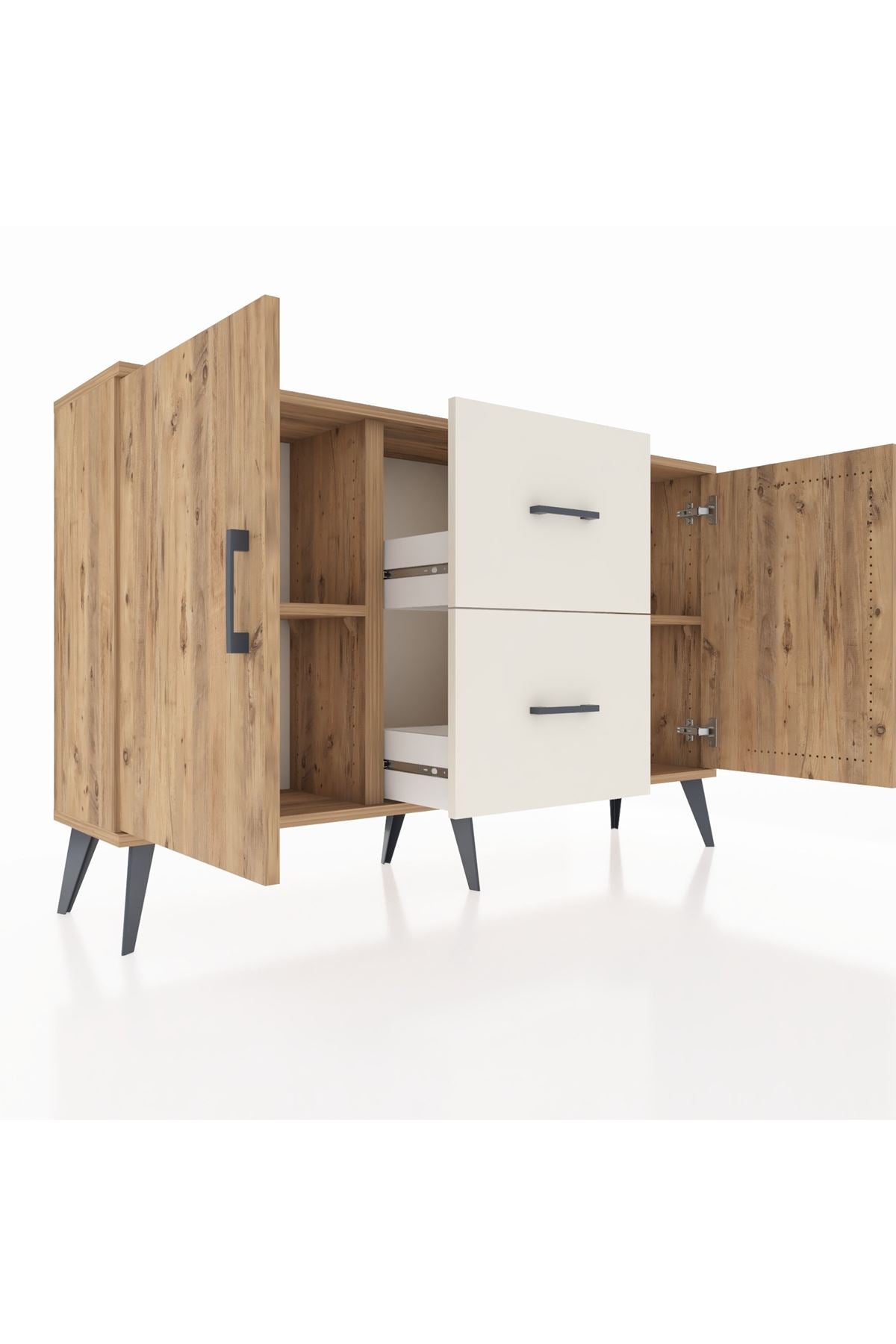 Arges Konsol 2 Raflı 2 Çekmeceli 2 Kapaklı 132x30x83 - S144M039V19A