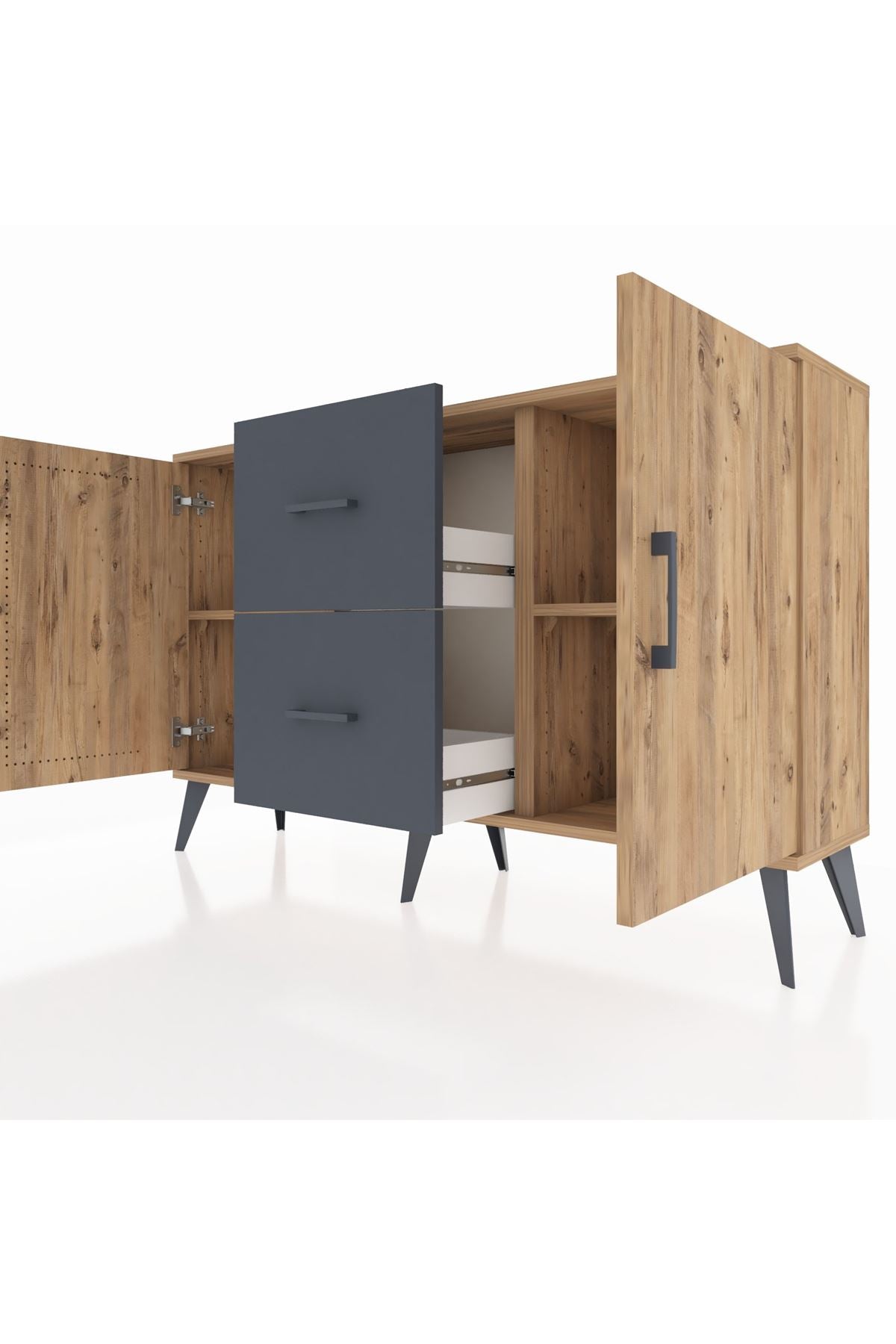 Arges Konsol 2 Raflı 2 Çekmeceli 2 Kapaklı 132x30x83 - S144M039V20A