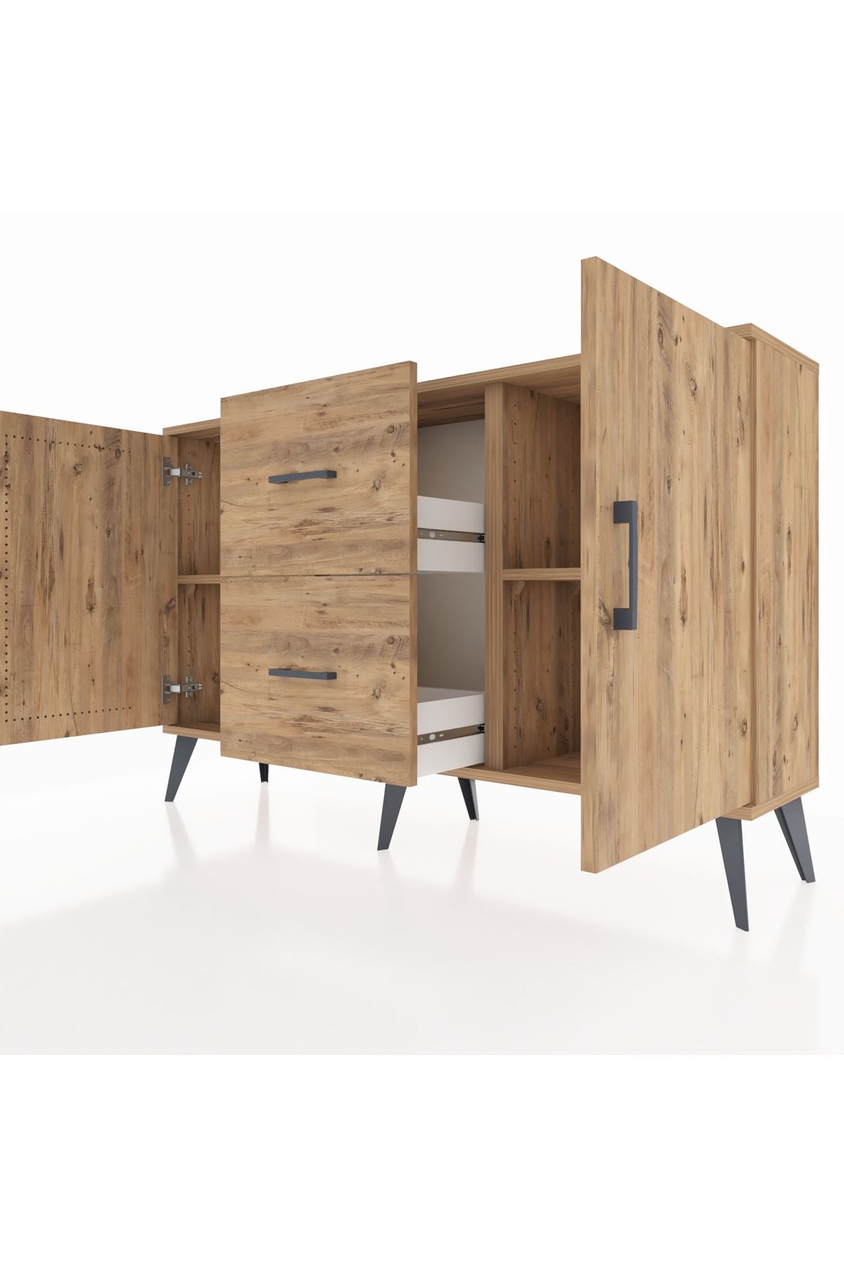 Arges Konsol 2 Raflı 2 Çekmeceli 2 Kapaklı 132x30x83 - S144M039V21A