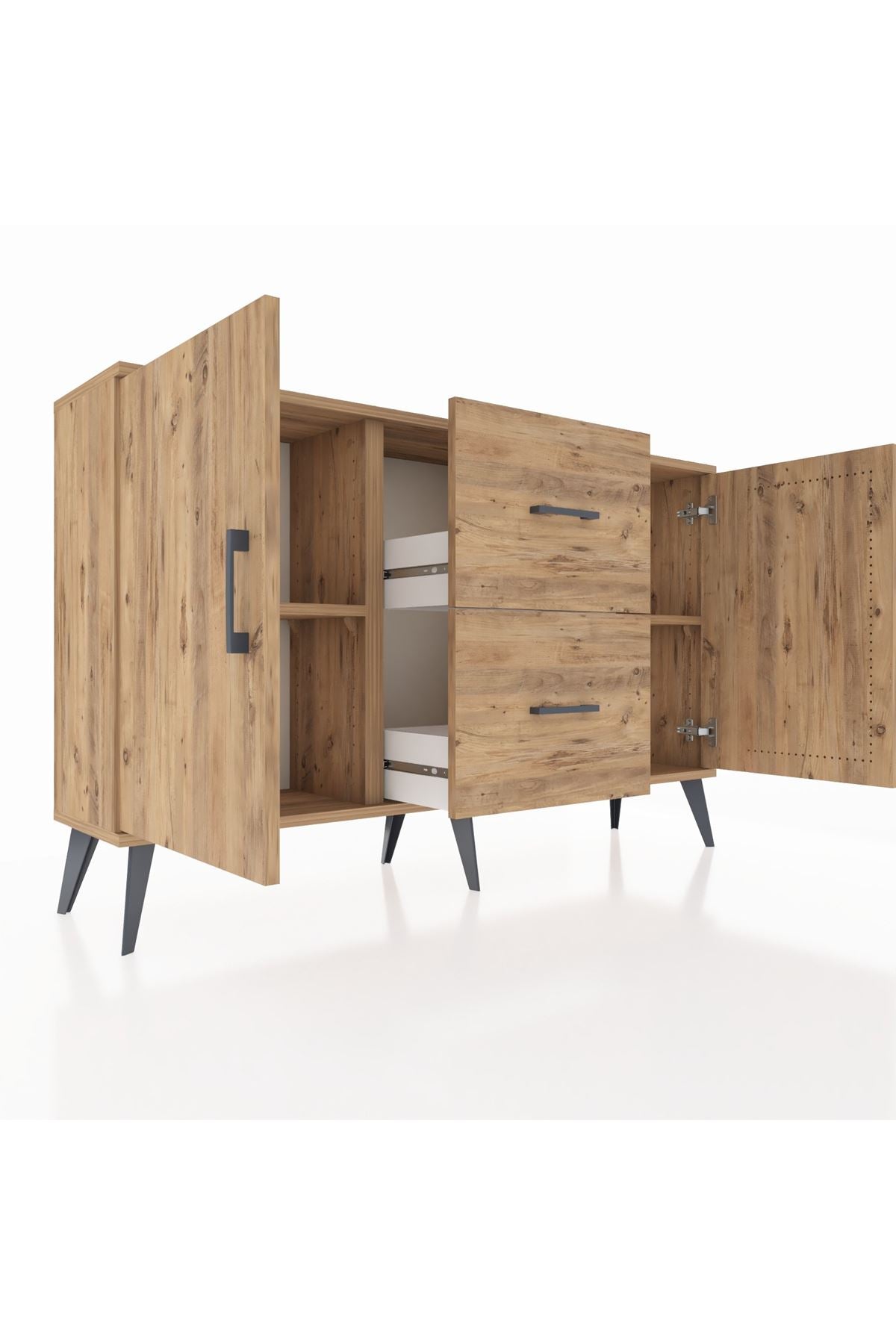 Arges Konsol 2 Raflı 2 Çekmeceli 2 Kapaklı 132x30x83 - S144M039V21A