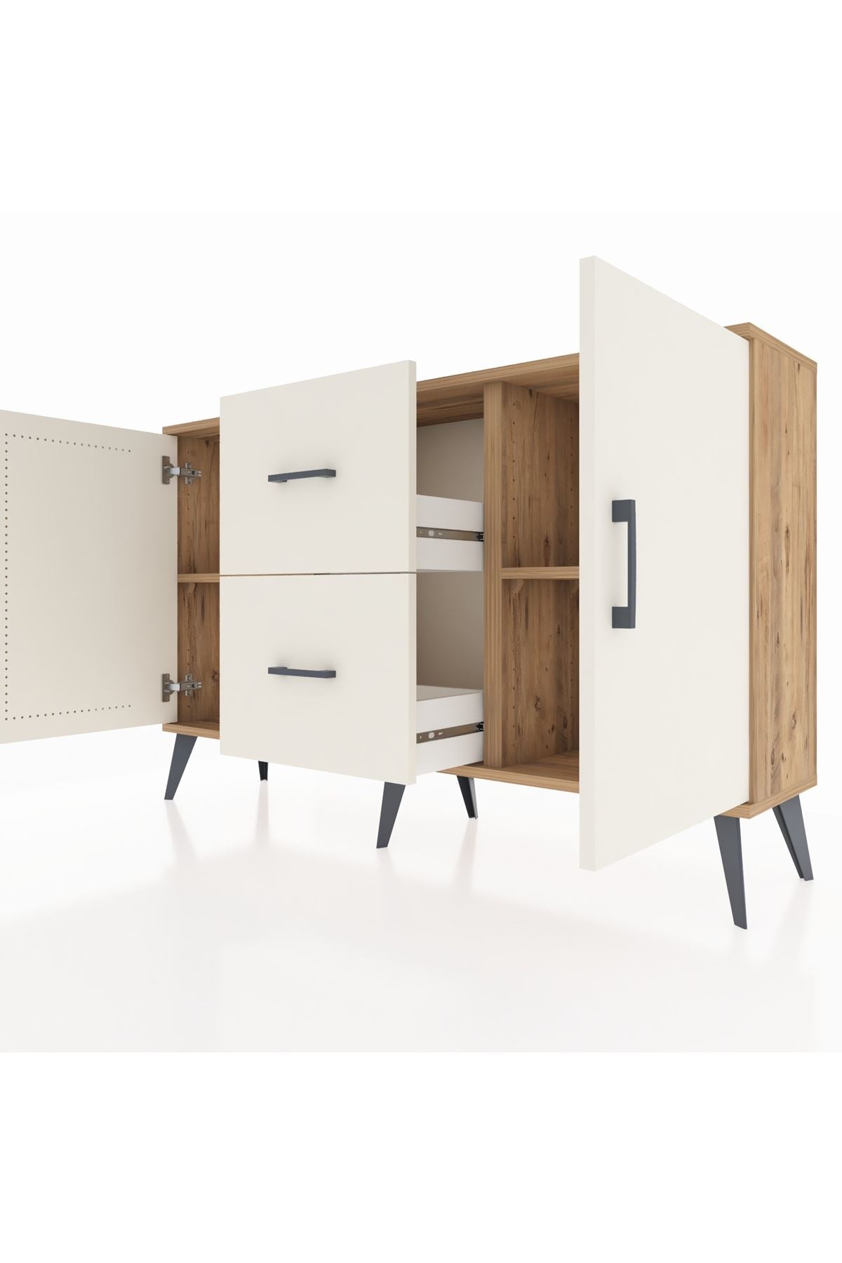 Arges Konsol 2 Raflı 2 Çekmeceli 2 Kapaklı 132x30x83 - S144M039V22A