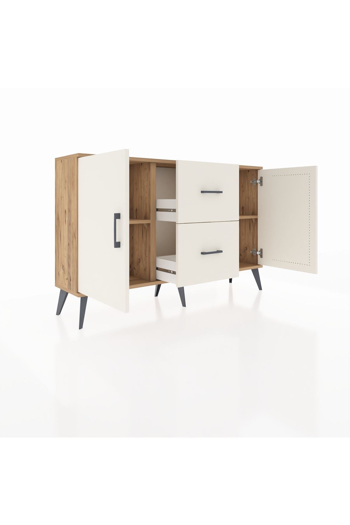 Arges Konsol 2 Raflı 2 Çekmeceli 2 Kapaklı 132x30x83 - S144M039V22A