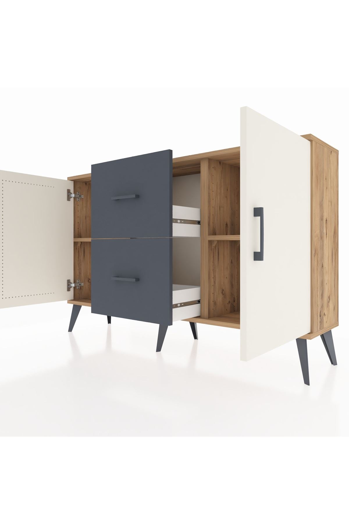 Arges Konsol 2 Raflı 2 Çekmeceli 2 Kapaklı 132x30x83 - S144M039V23A