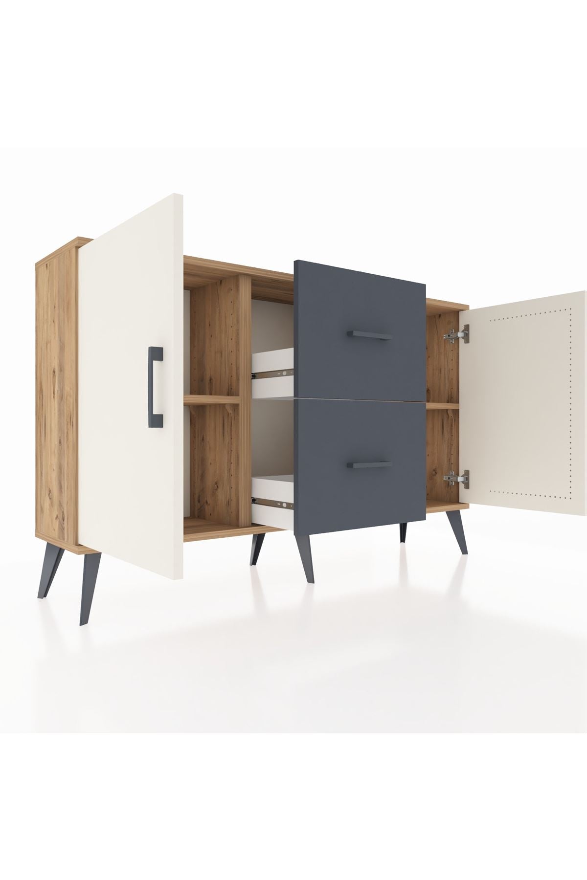 Arges Konsol 2 Raflı 2 Çekmeceli 2 Kapaklı 132x30x83 - S144M039V23A