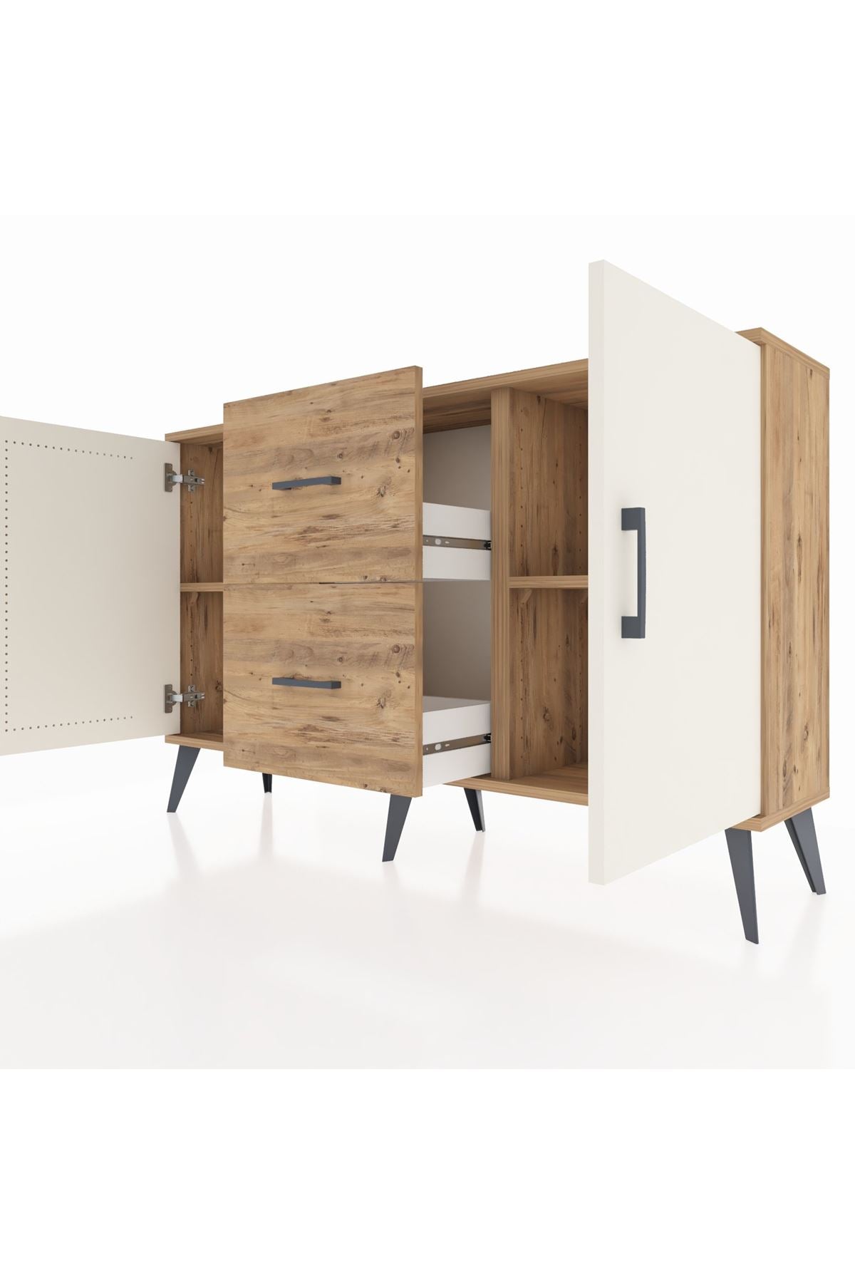 Arges Konsol 2 Raflı 2 Çekmeceli 2 Kapaklı 132x30x83 - S144M039V24A