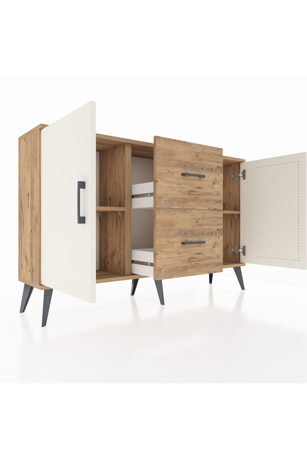 Arges Konsol 2 Raflı 2 Çekmeceli 2 Kapaklı 132x30x83 - S144M039V24A