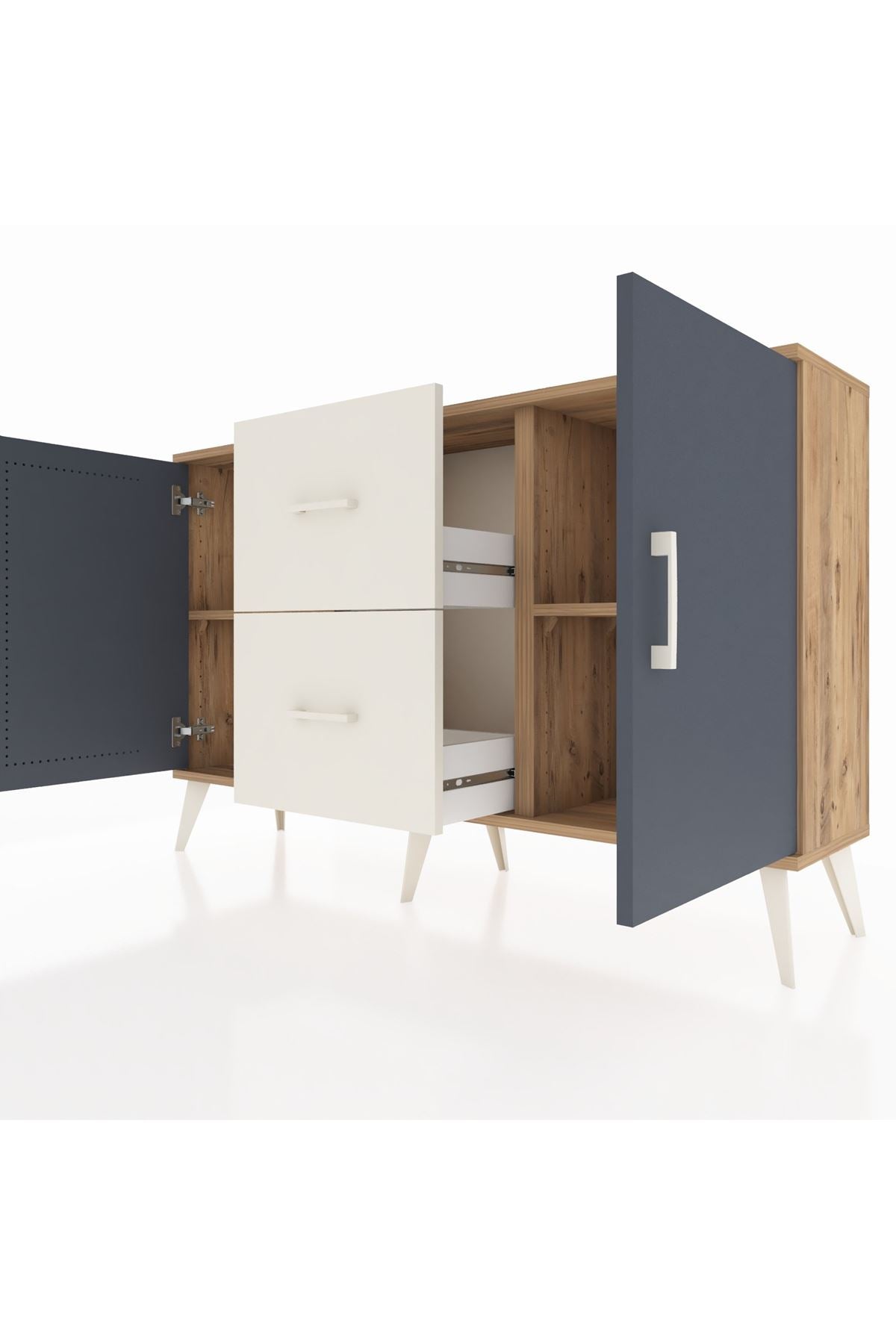 Arges Konsol 2 Raflı 2 Çekmeceli 2 Kapaklı 132x30x83 - S144M039V25A