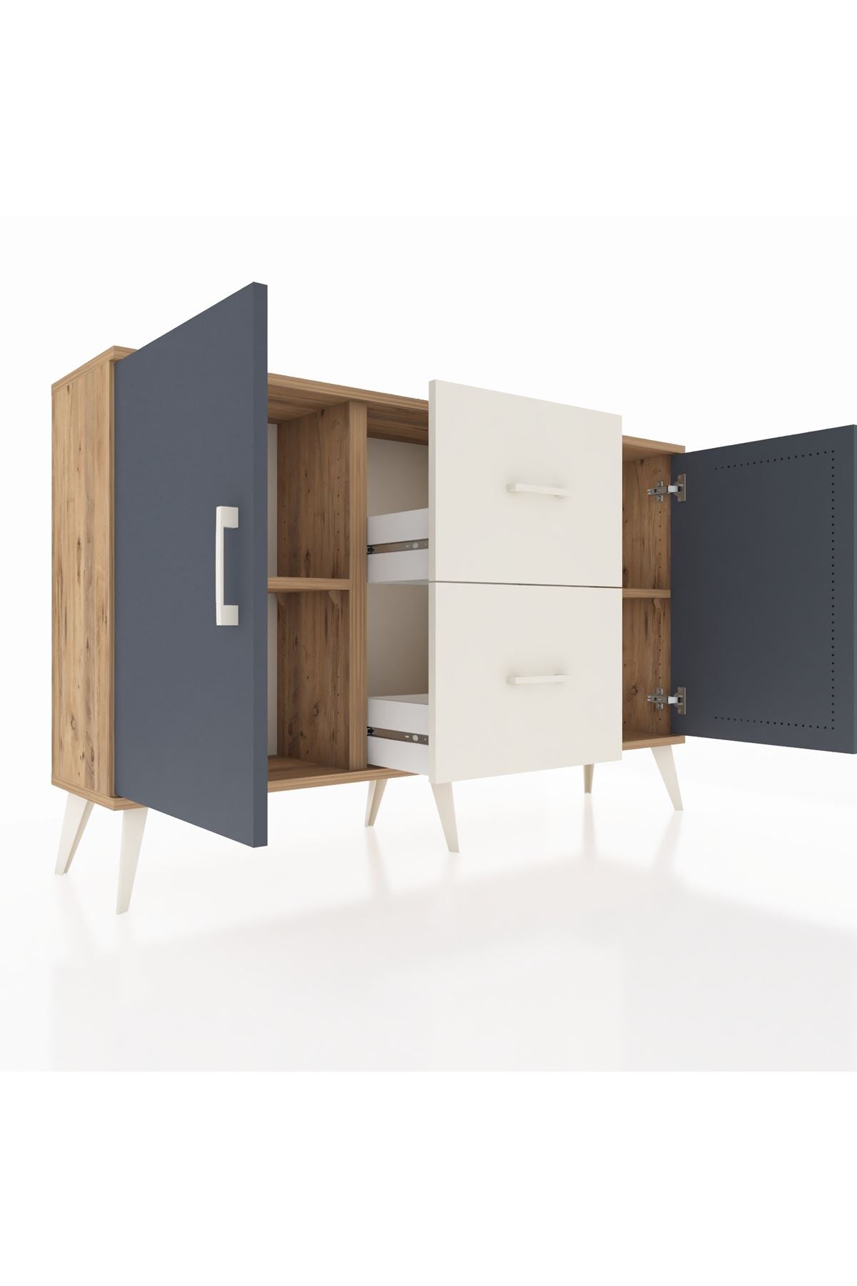 Arges Konsol 2 Raflı 2 Çekmeceli 2 Kapaklı 132x30x83 - S144M039V25A