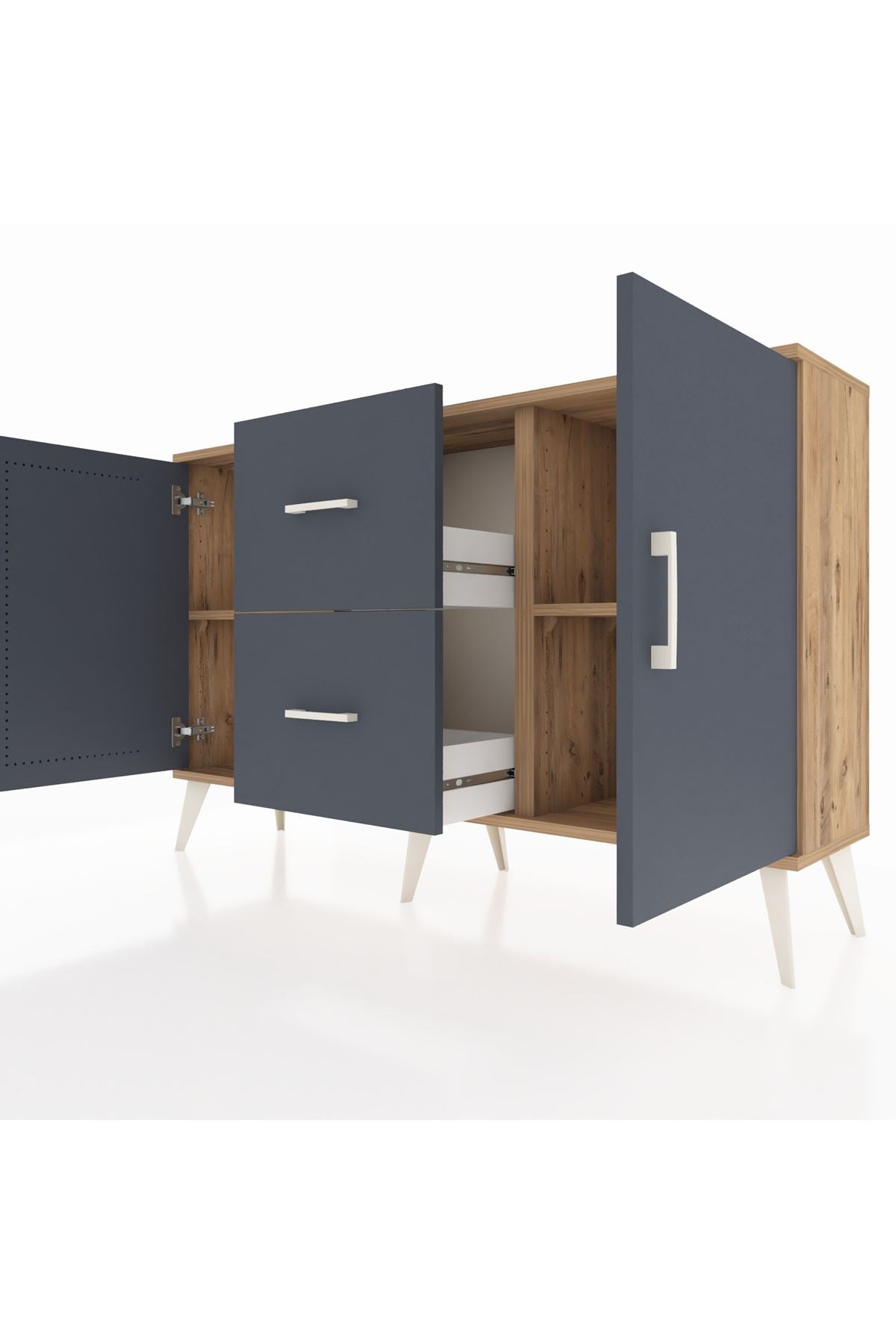 Arges Konsol 2 Raflı 2 Çekmeceli 2 Kapaklı 132x30x83 - S144M039V26A