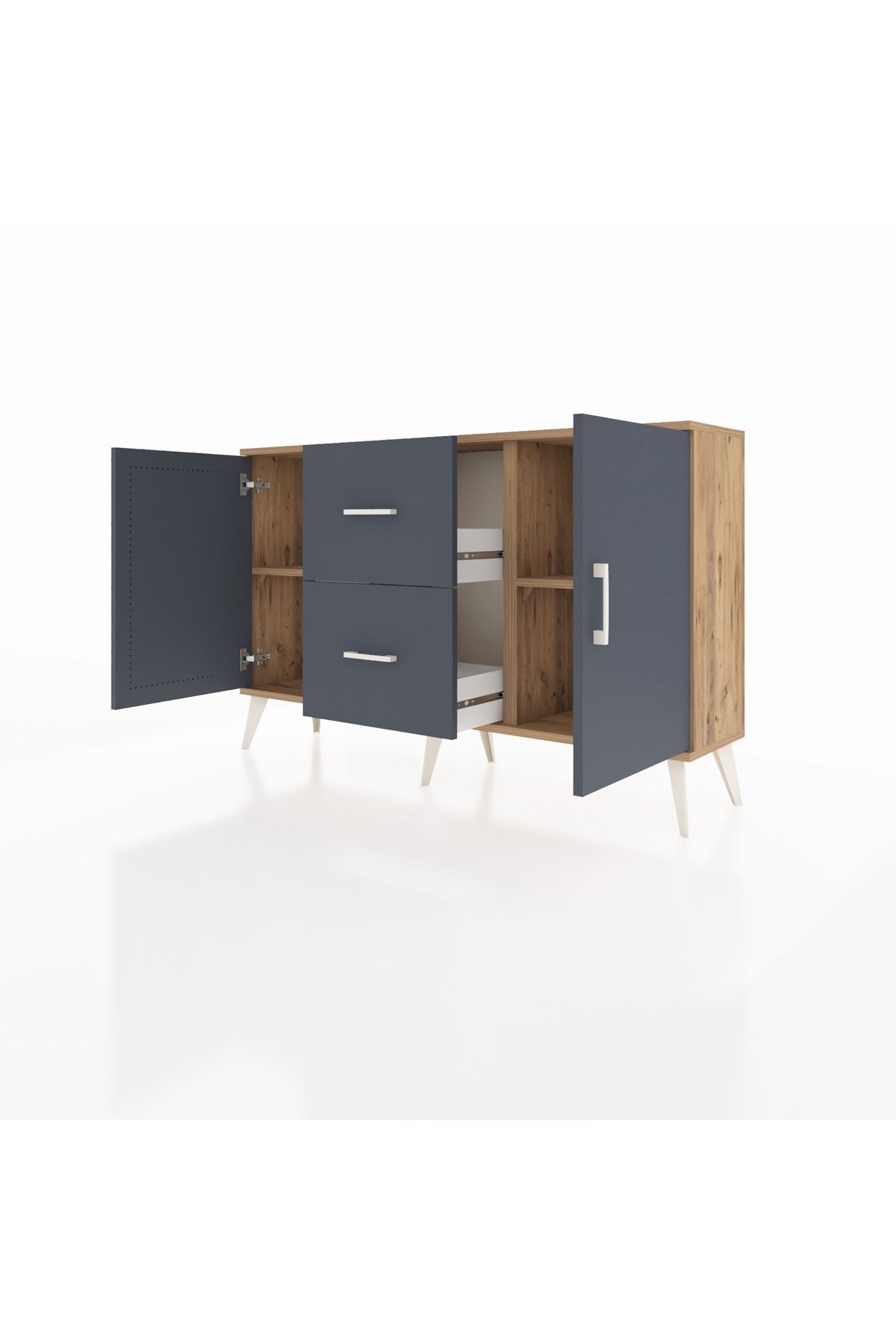 Arges Konsol 2 Raflı 2 Çekmeceli 2 Kapaklı 132x30x83 - S144M039V26A