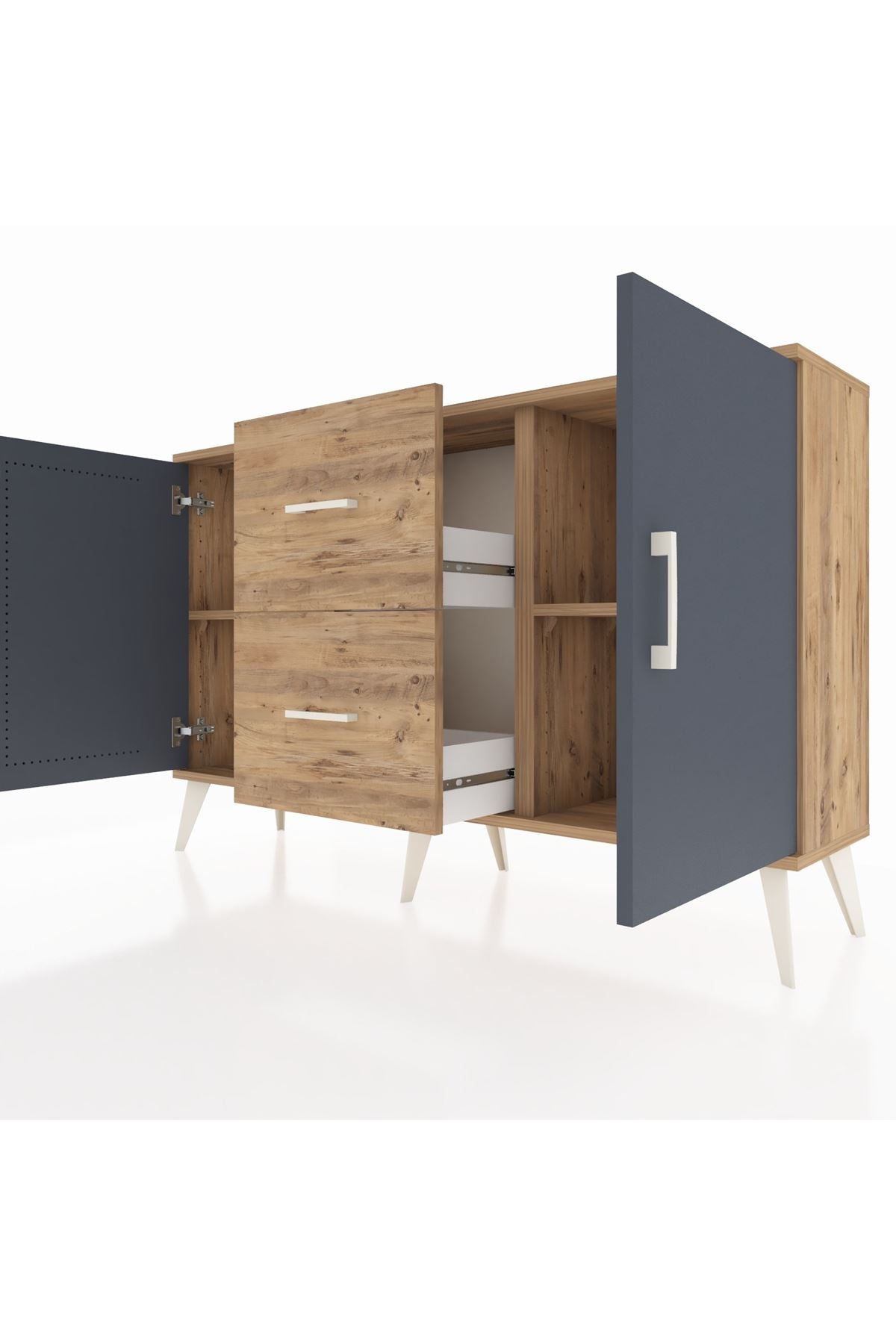 Arges Konsol 2 Raflı 2 Çekmeceli 2 Kapaklı 132x30x83 - S144M039V27A