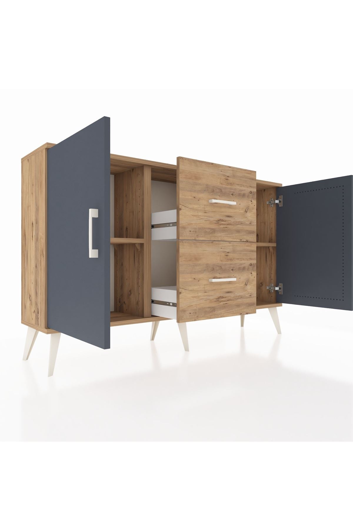 Arges Konsol 2 Raflı 2 Çekmeceli 2 Kapaklı 132x30x83 - S144M039V27A