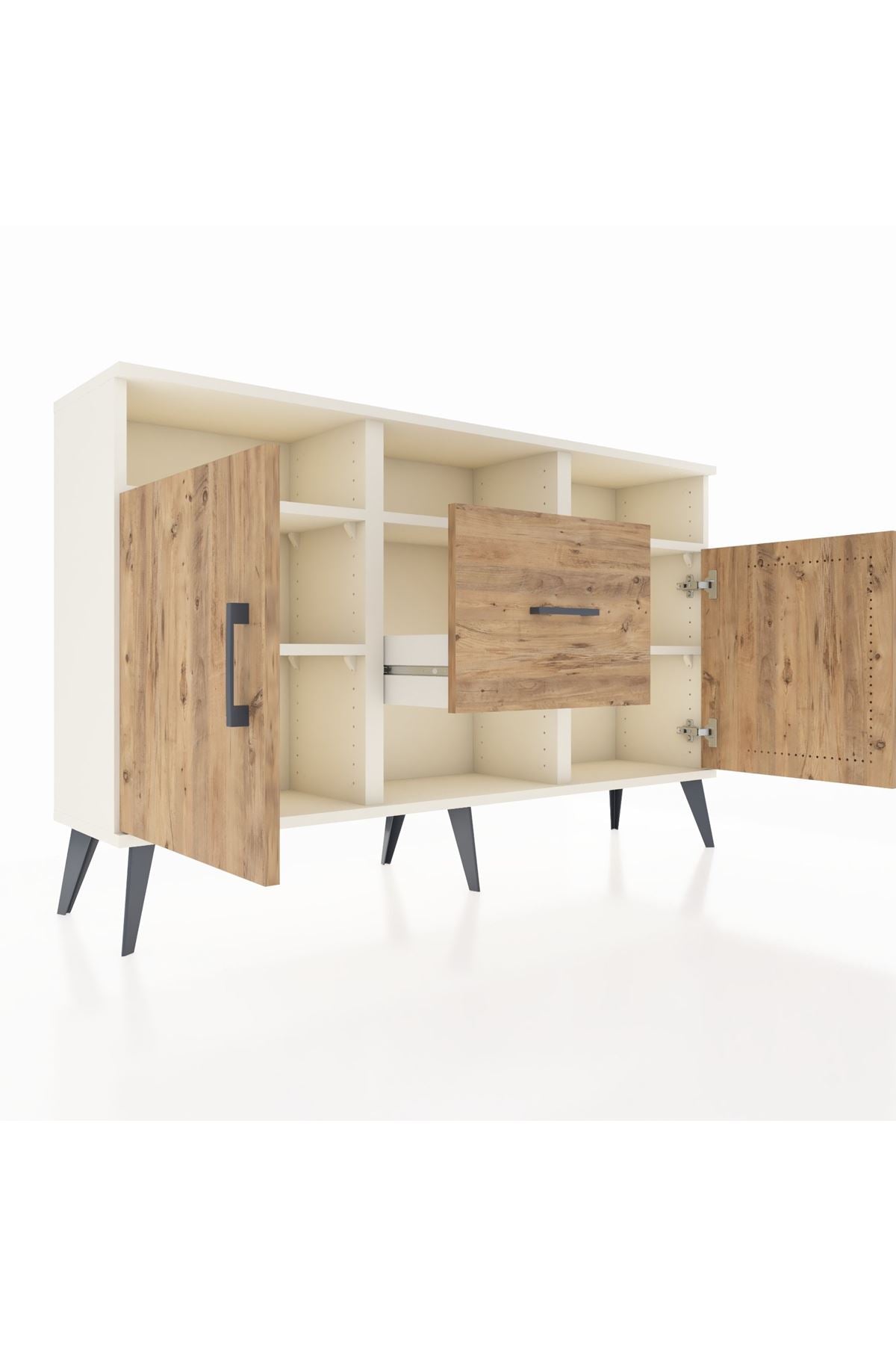 Arges Konsol 5 Raflı Tek Çekmeceli 2 Kapaklı 132x30x83 - S144M040V03A