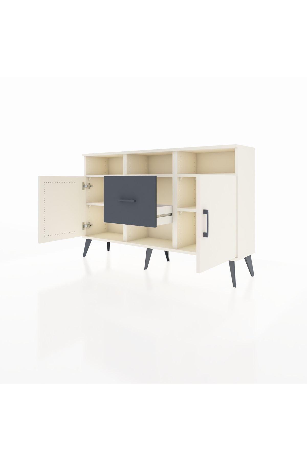 Arges Konsol 5 Raflı Tek Çekmeceli 2 Kapaklı 132x30x83 - S144M040V05A