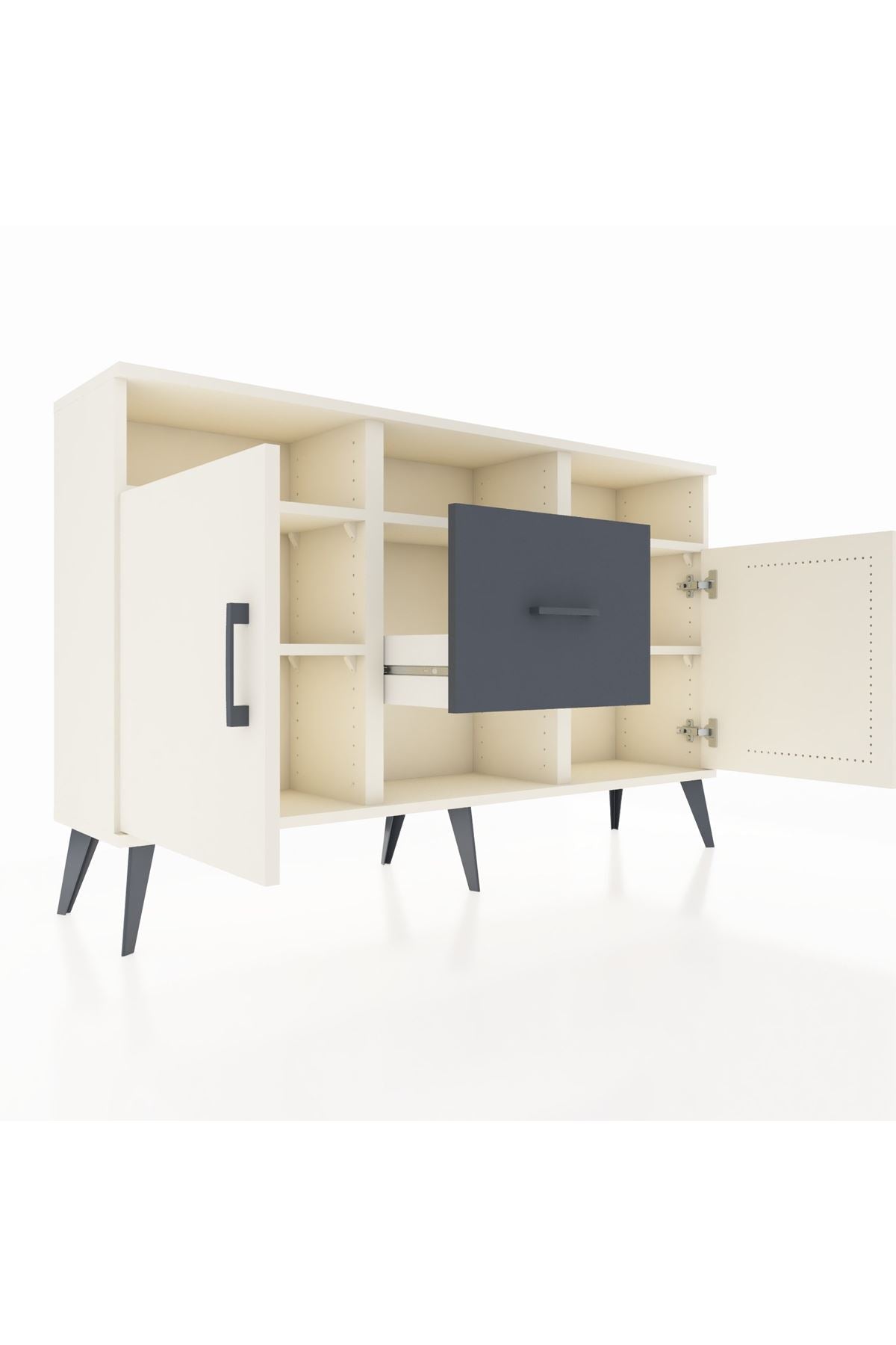 Arges Konsol 5 Raflı Tek Çekmeceli 2 Kapaklı 132x30x83 - S144M040V05A