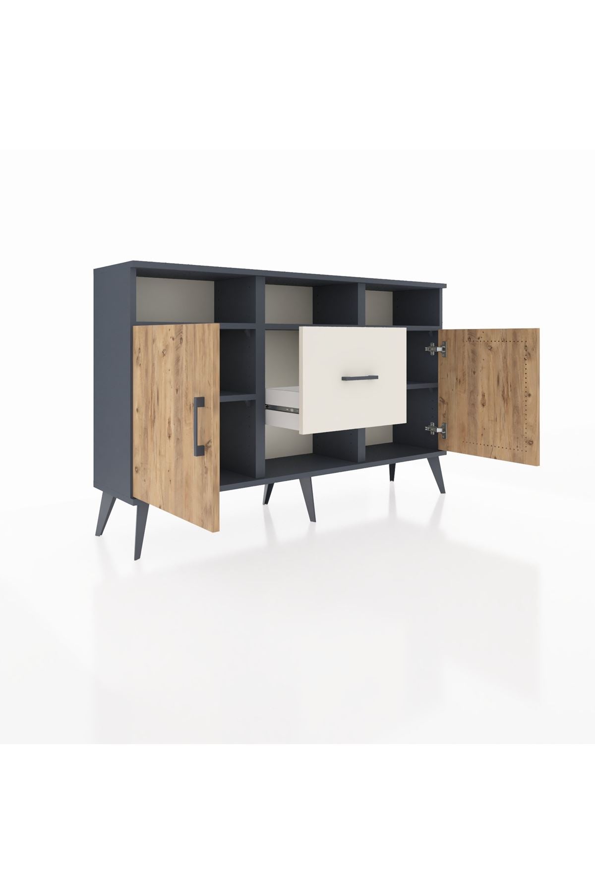 Arges Konsol 5 Raflı Tek Çekmeceli 2 Kapaklı 132x30x83 - S144M040V10A