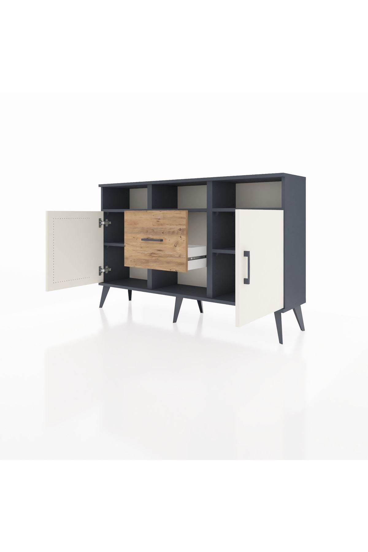 Arges Konsol 5 Raflı Tek Çekmeceli 2 Kapaklı 132x30x83 - S144M040V15A