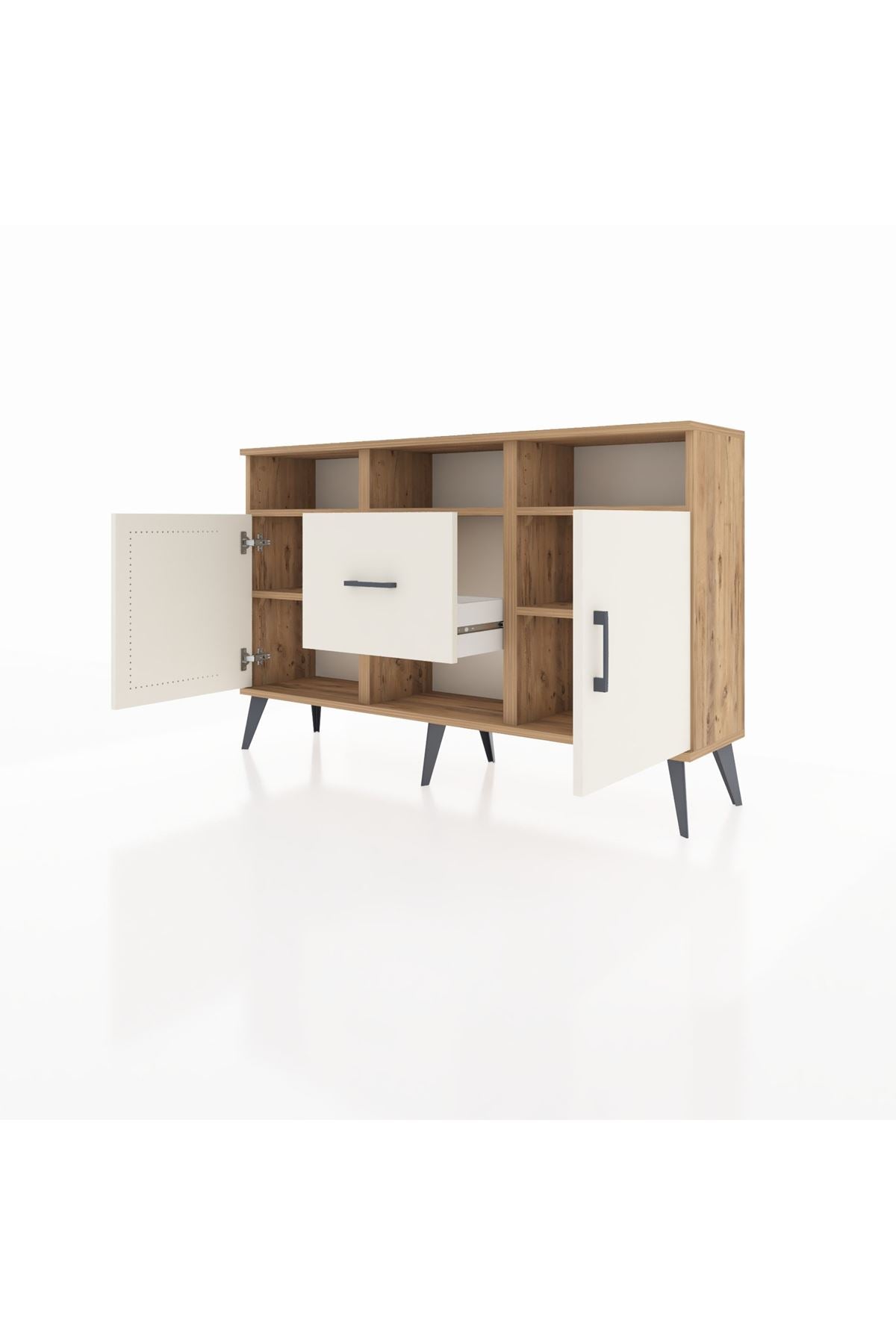 Arges Konsol 5 Raflı Tek Çekmeceli 2 Kapaklı 132x30x83 - S144M040V22A